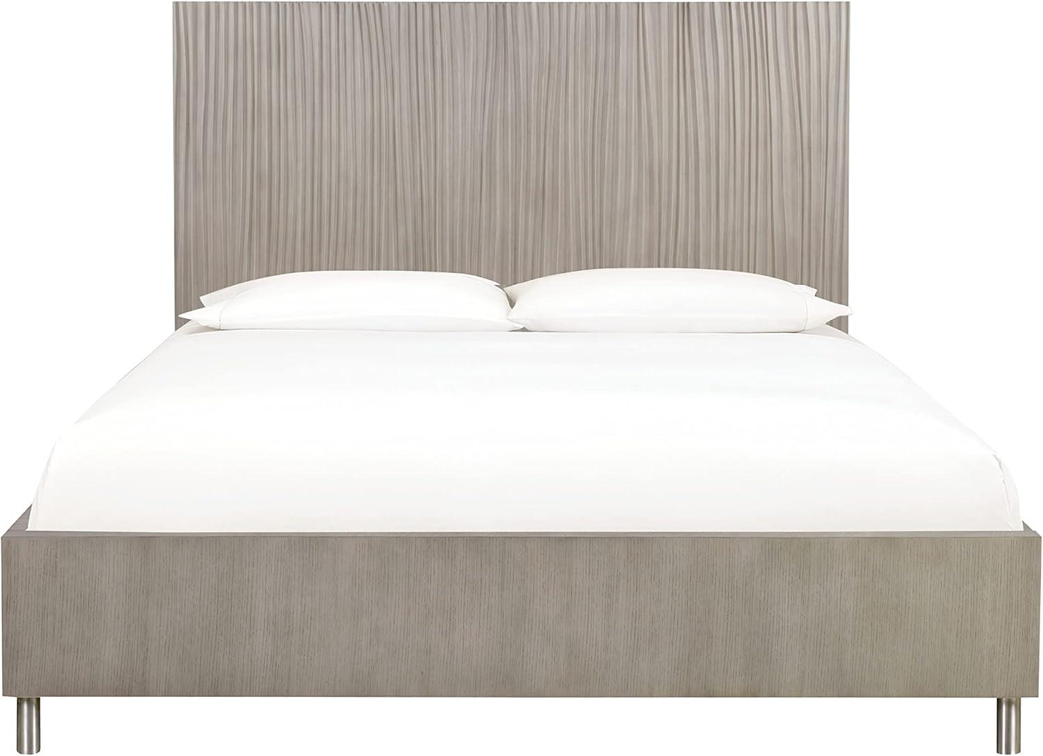 Modus Furniture Argento Wave-Patterned Bed in Misty Grey