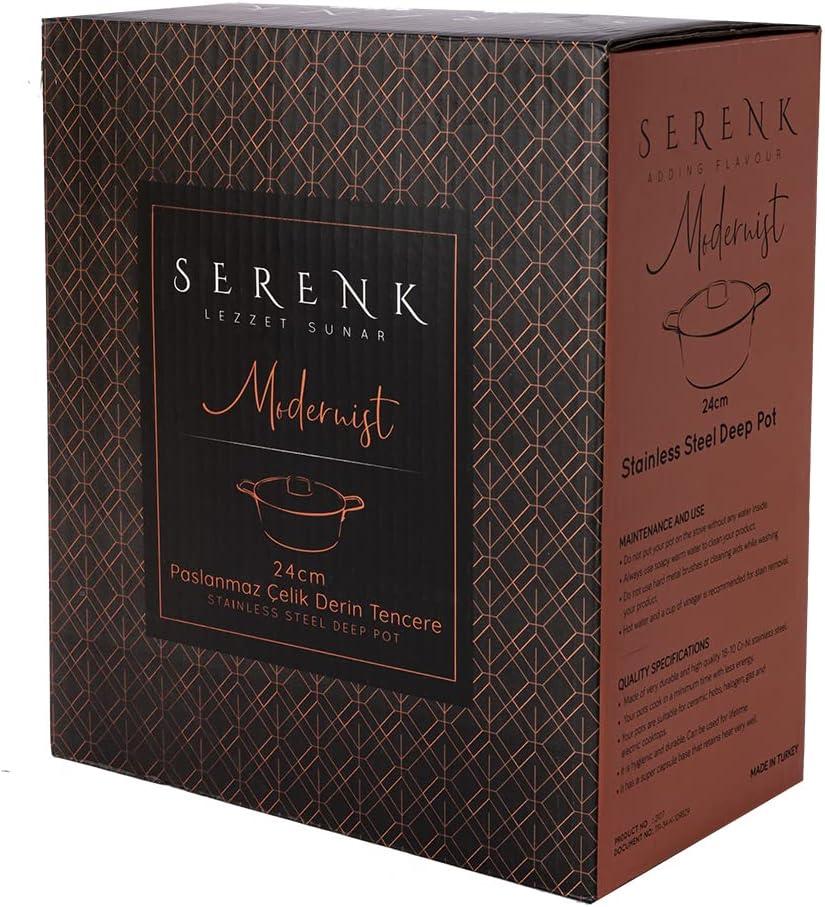 Serenk Serenk Modernist Stainless Steel 7-8-9 Inch Stock Pot, Large Cooking Pot with Lid for Soup, Stews, and Stock, Shiny, Professional Kitchen Essential (9.45in) (Set of 2)