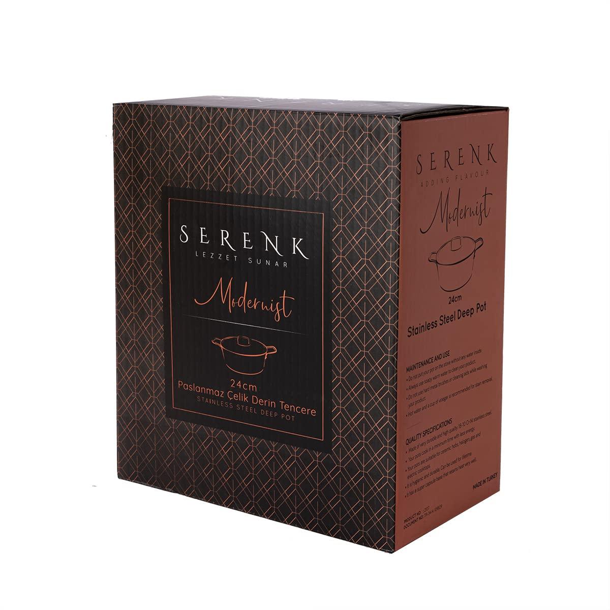 Serenk Serenk Modernist Stainless Steel 7-8-9 Inch Stock Pot, Large Cooking Pot with Lid for Soup, Stews, and Stock, Shiny, Professional Kitchen Essential (9.45in) (Set of 2)