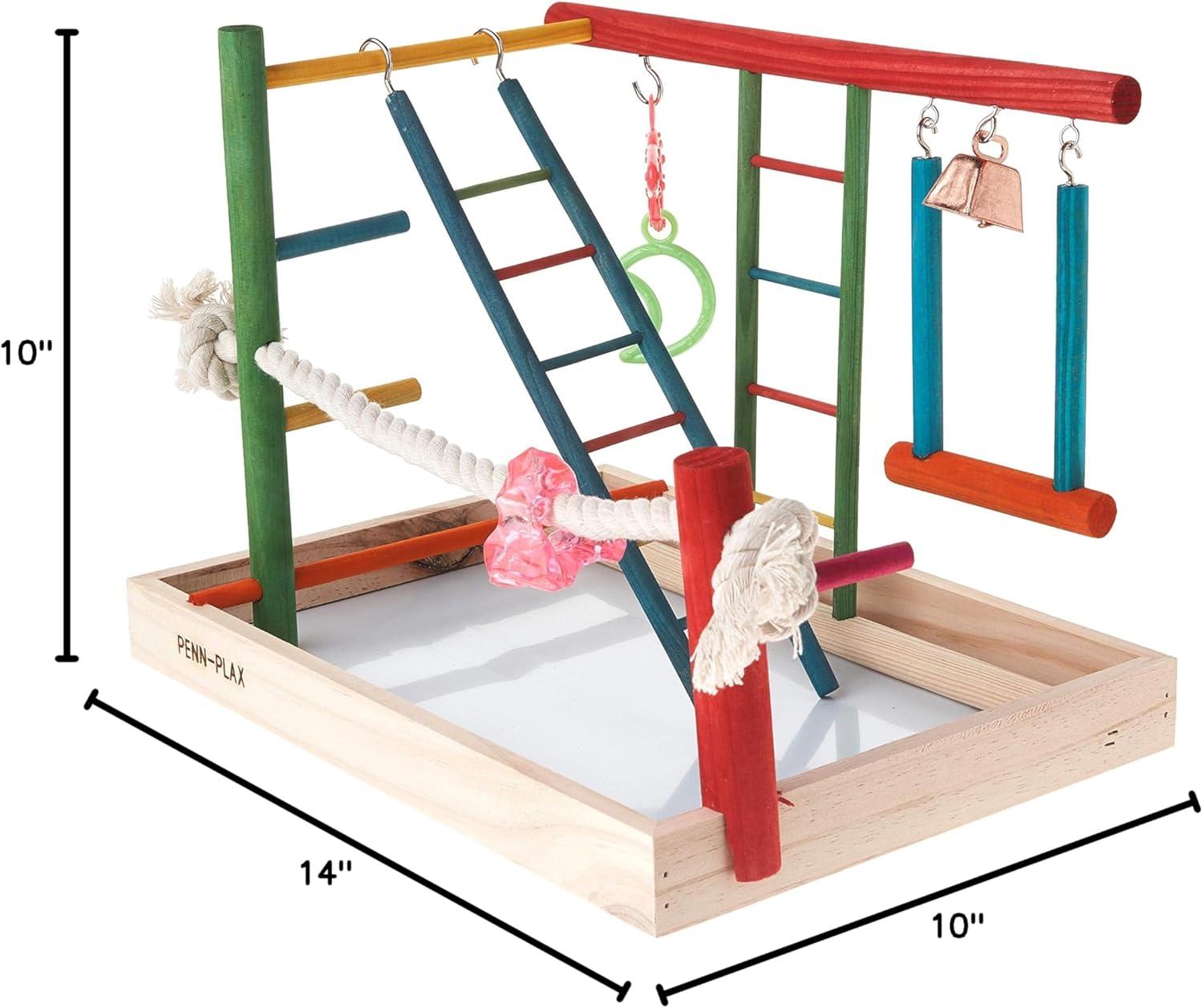 Large Multicolor Wooden Bird Playpen with Toys