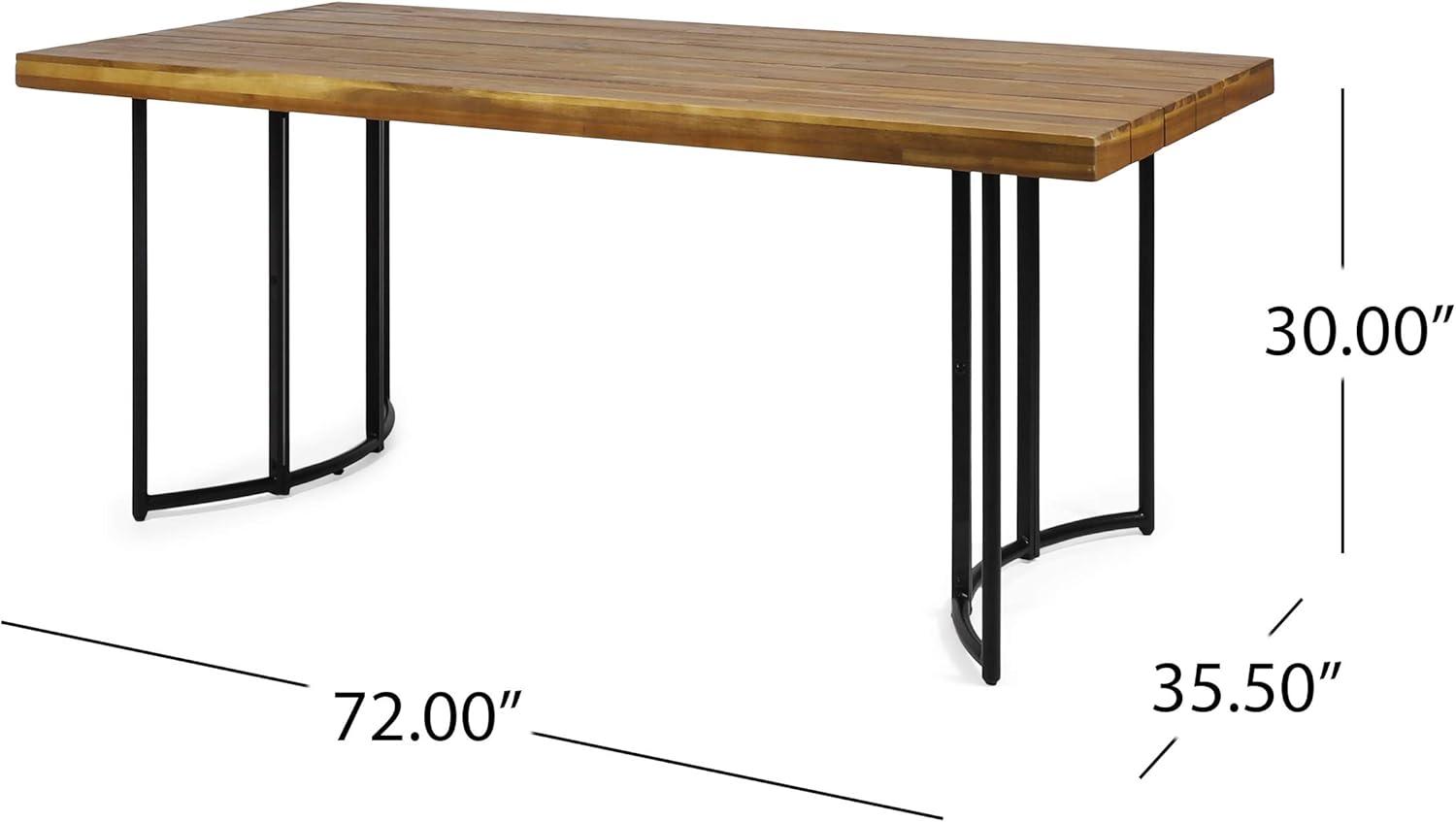 Christopher Knight Home Samuel Outdoor Modern Industrial Acacia Wood Dining Table, Teak and Black