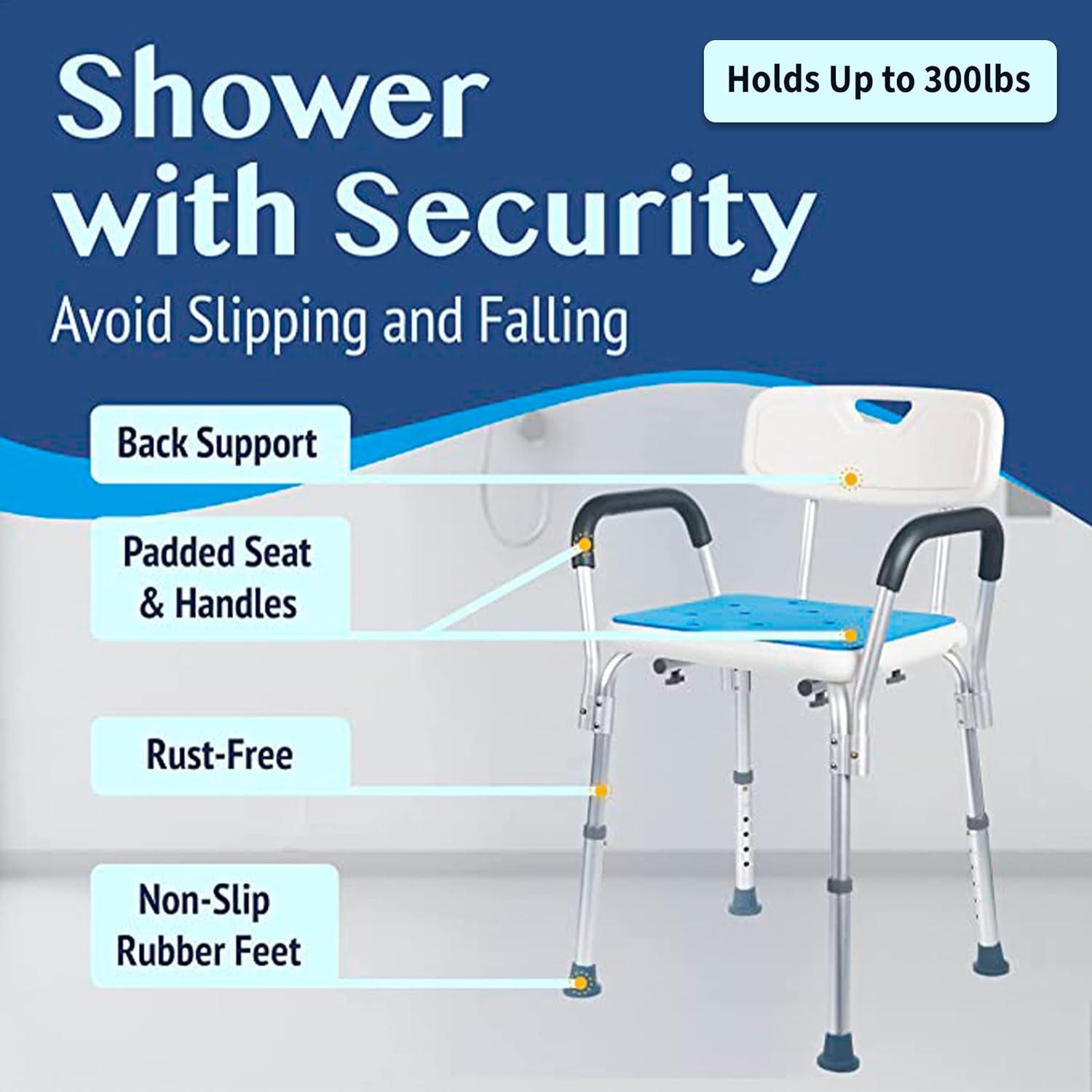 Medokare Premium Shower Chair for Inside Shower - Medical Grade - Adjustable Support Bench