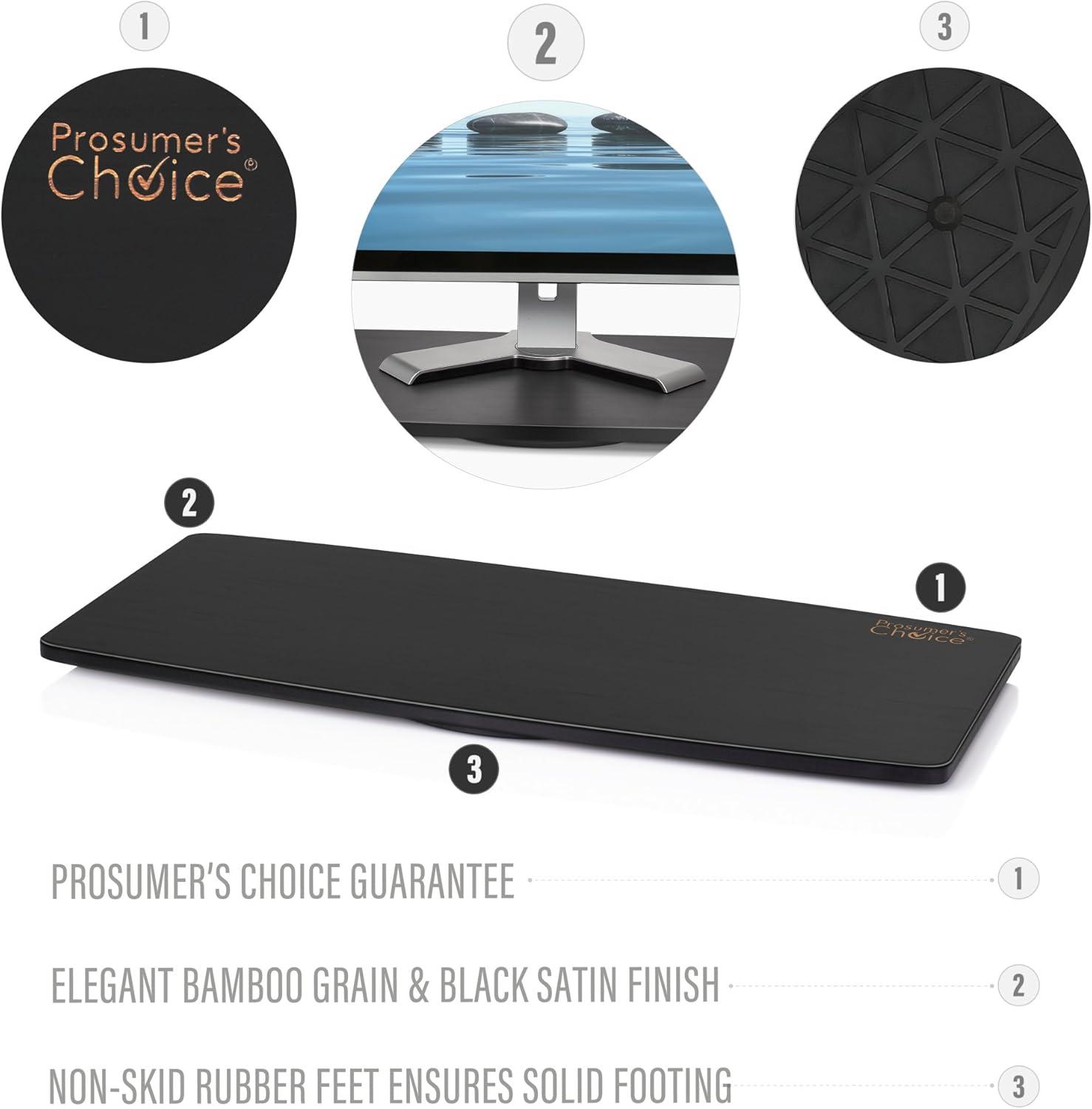 Prosumers Choice | Natural Bamboo TV Swivel Center Stand for TV, 21-Inch Base, Black 360Â° Rotation