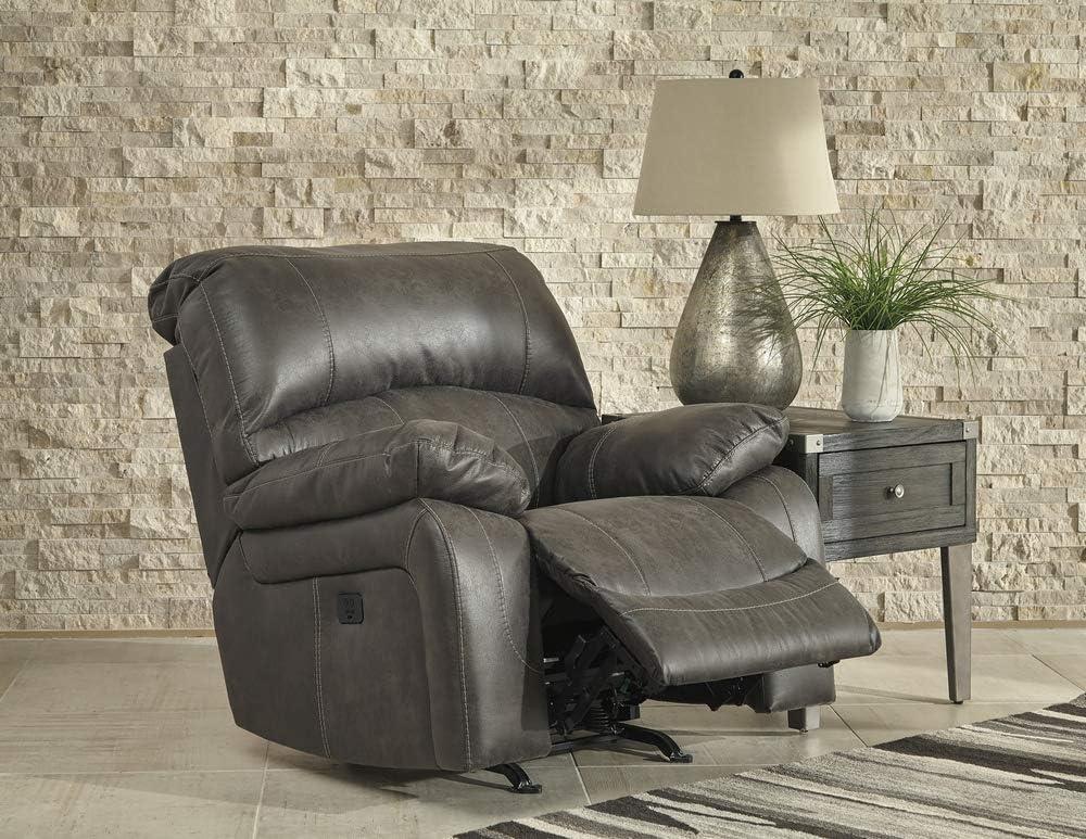 Grand Gray 40" Leather Metal Traditional Recliner Chair