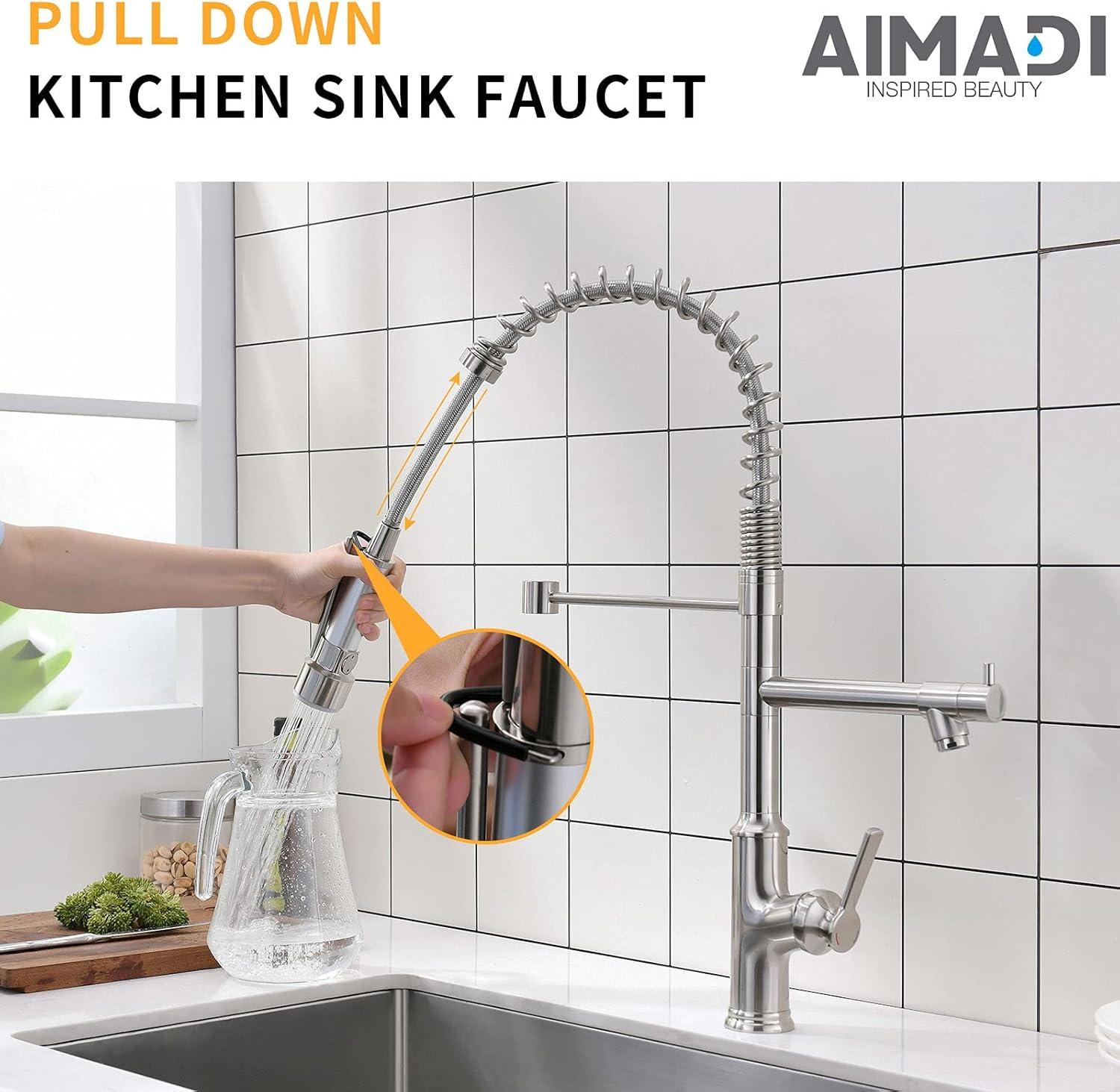 Brushed Nickel Stainless Steel Pull Down Kitchen Faucet