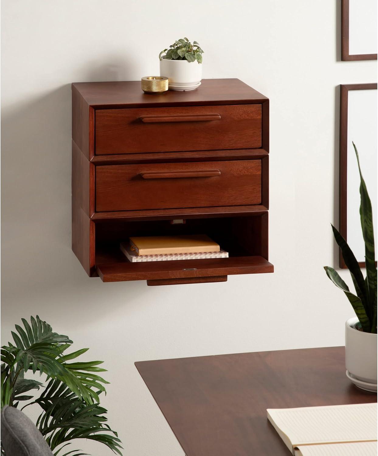 McCutcheon Black Mango Wood Floating Storage Shelf with Concealed Cubby