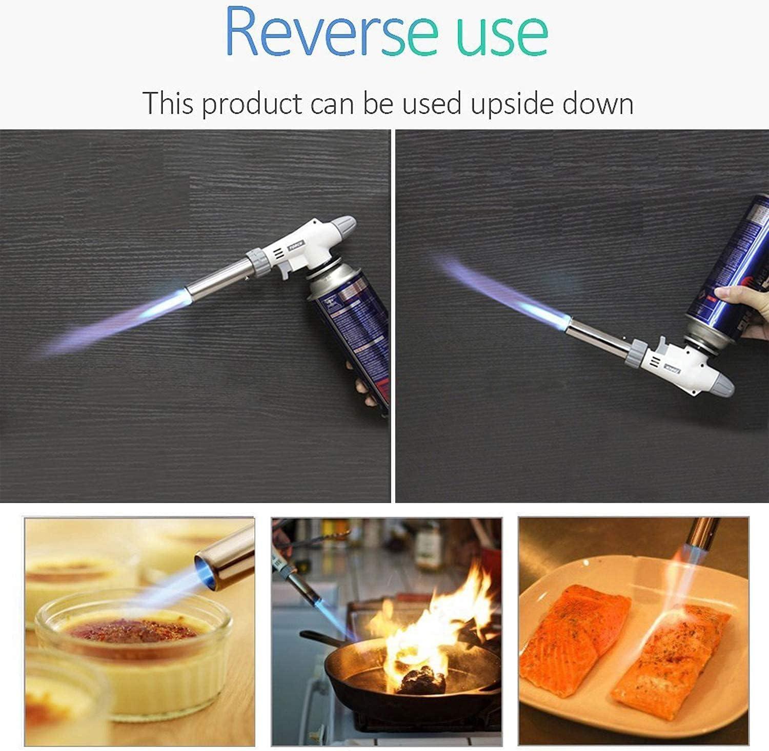 Butane Torch Kitchen Blow Lighter - Culinary Torches Chef Cooking Professional Adjustable Flame with Reverse Use for Creme, Brulee, BBQ, Baking, Jewelry by FunOwlet (Butane Fuel Not Included)