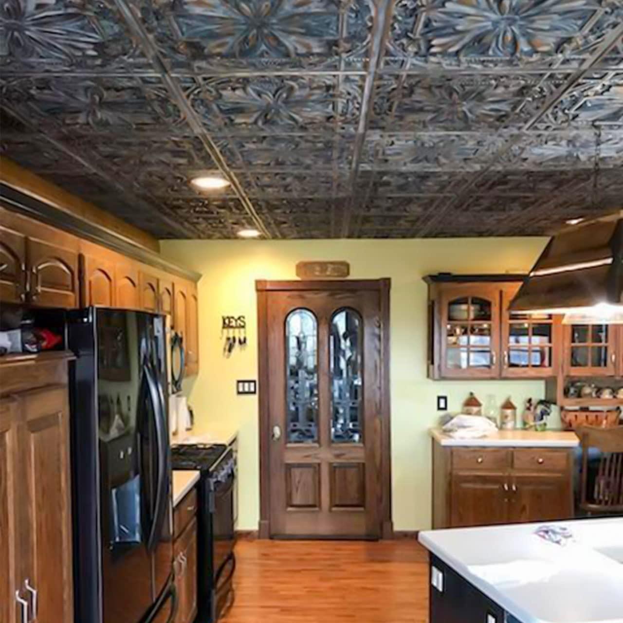 FromPlainToBeautifulInHours Milan 24'' L x 24'' W Textured PVC Drop-In & Glue Up Ceiling Tile Ceiling Tile (Set of 10)