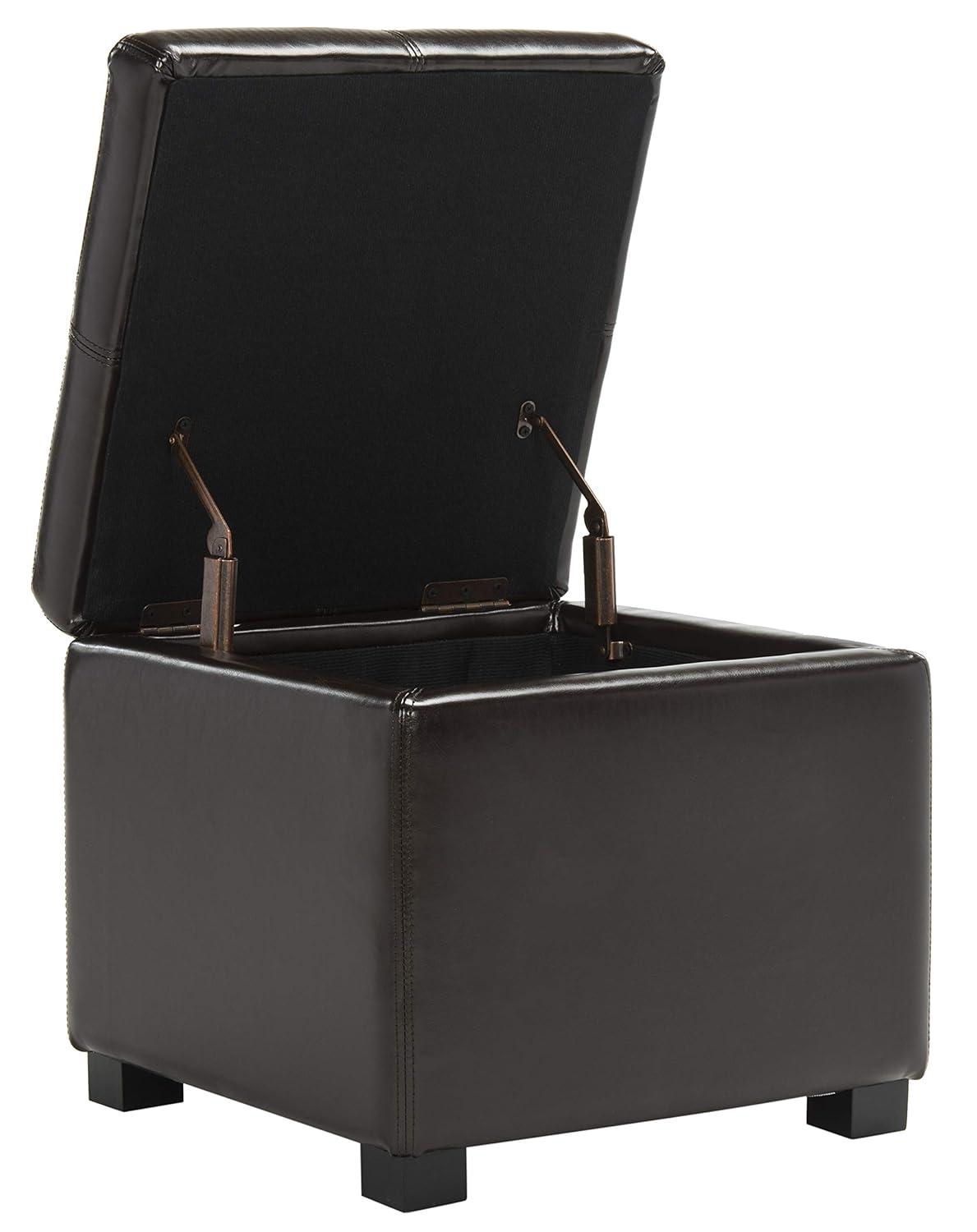 Safavieh Hudson Collection Williamsburg Brown Leather Square Storage Ottoman