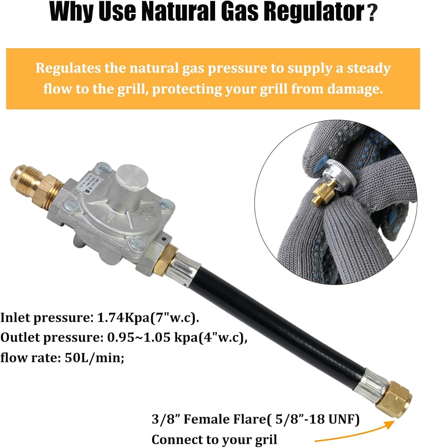 Propane to Natural Gas Conversion Kit Fit for Weber Genesis II 330/335 with NG Regulator, Orifice Kit, and 10' Grill Hose - Convert Your Grill from LP to Natural Gas with an Easy Install!