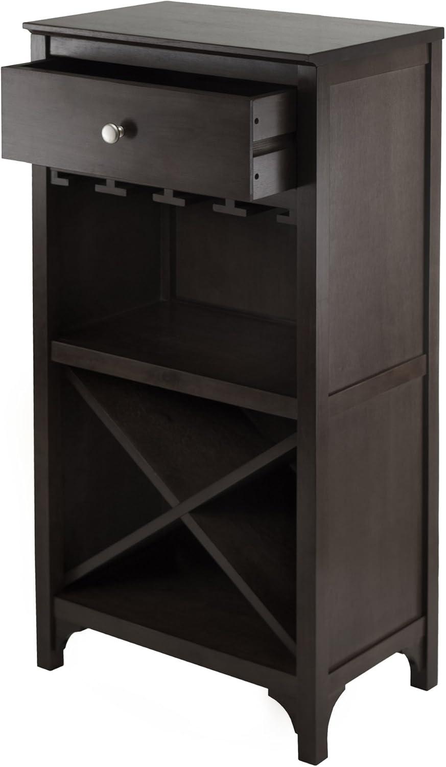 X-Shelf Drawer Wine Cabinet Wood/Coffee - Winsome