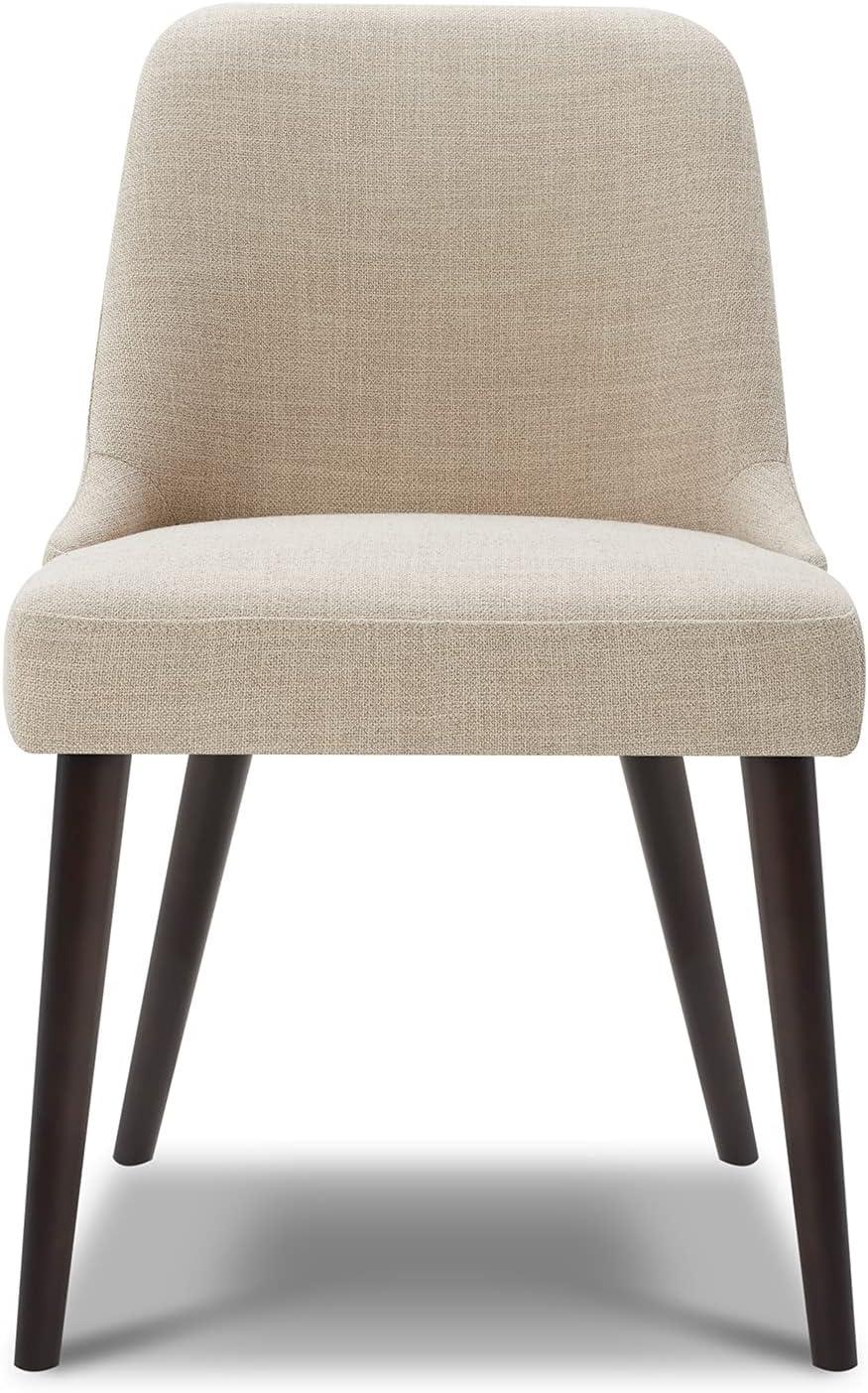 CHITA Modern Fabric Upholstered Kitchen & Dining Room Chairs Set of 2, Wood Legs, Flax Beige