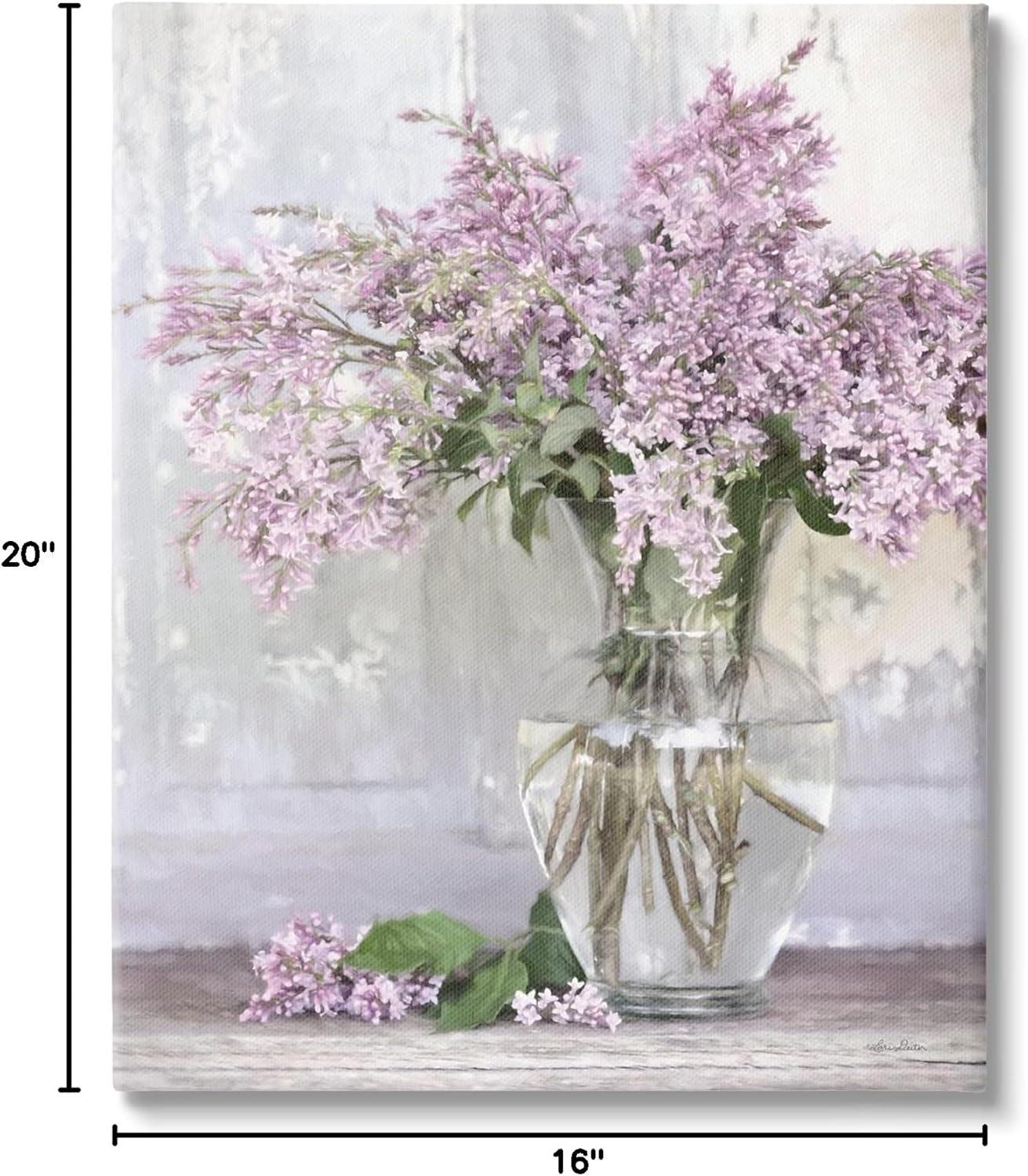 Stupell Industries Tranquil Lilac Flower Vase Canvas Wall Art