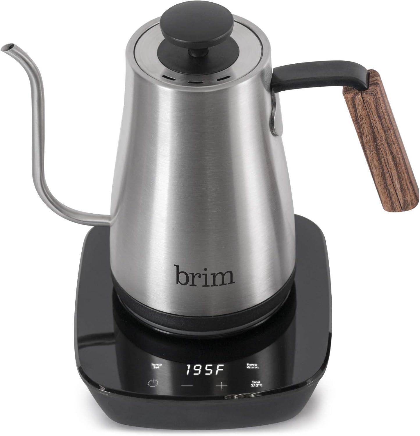 Stainless Steel Gooseneck Kettle with Wood Handle and Digital Base