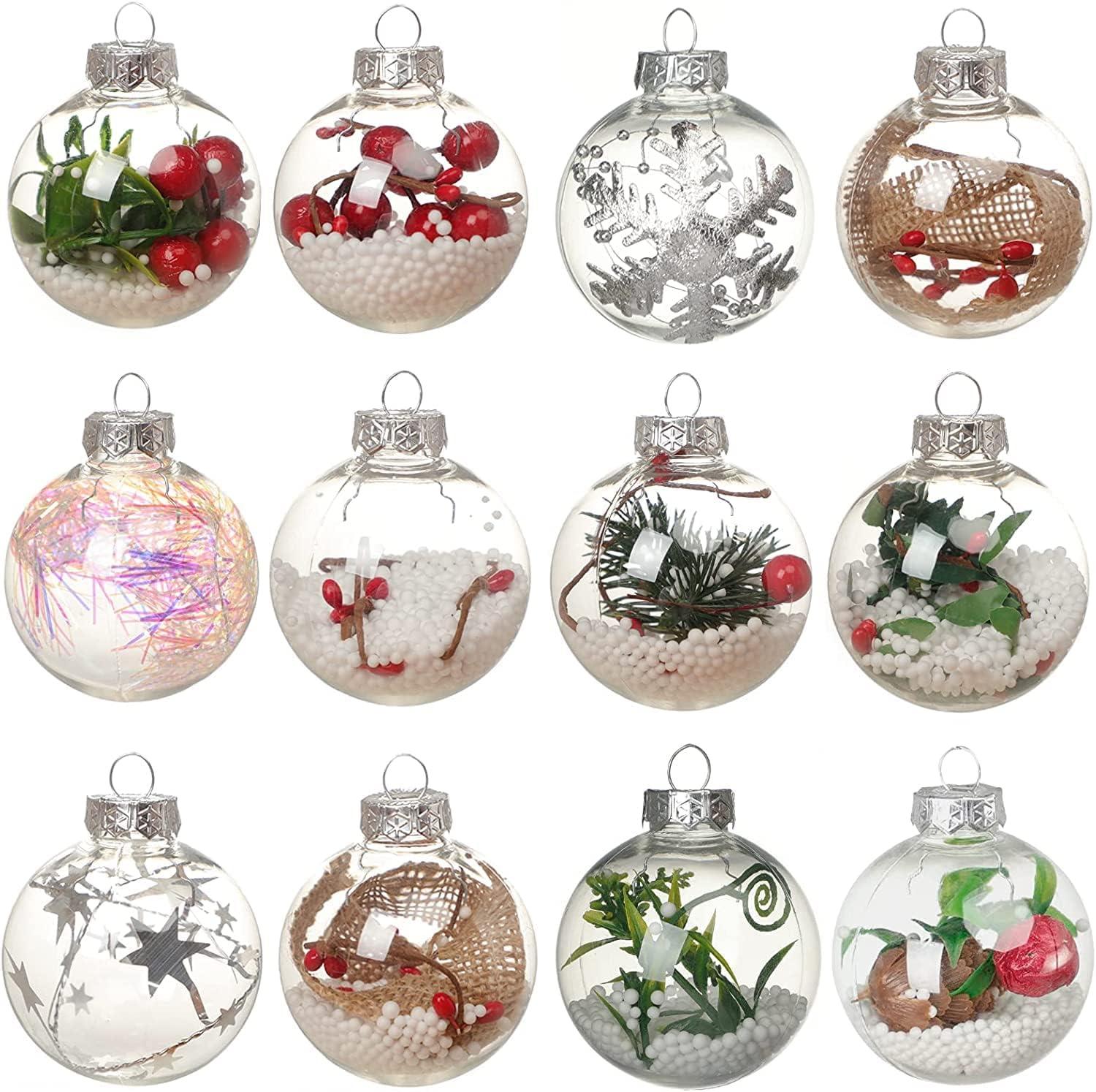 Clear 6cm Plastic Round Hanging Christmas Ornaments Set