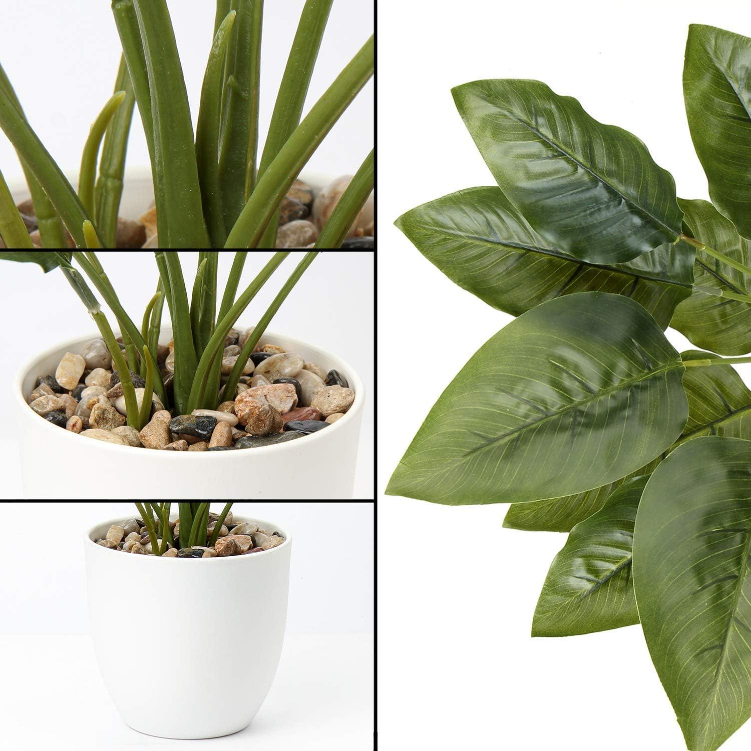 18"Fake Potted Plant Artificial Canna Plants Floor Tropical Plants with White Pot Indoor Home Decor