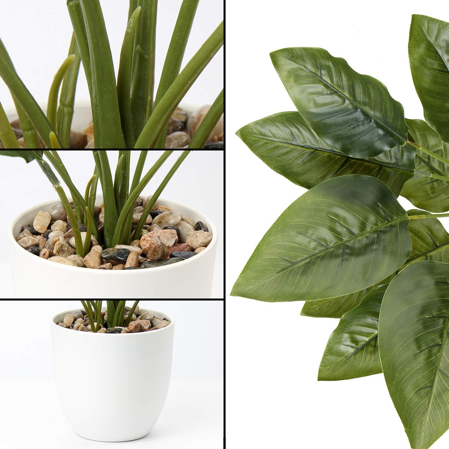 18"Fake Potted Plant Artificial Canna Plants Floor Tropical Plants with White Pot Indoor Home Decor