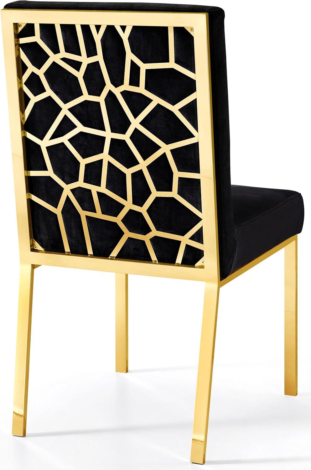 Opal Black Velvet Dining Chair with Gold Metal Frame