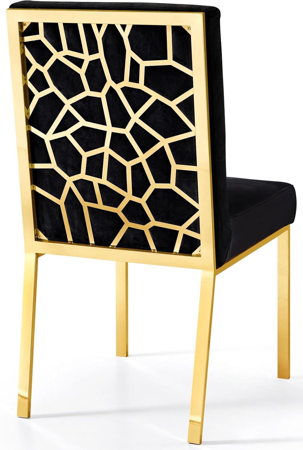 Opal Black Velvet Dining Chair with Gold Metal Frame