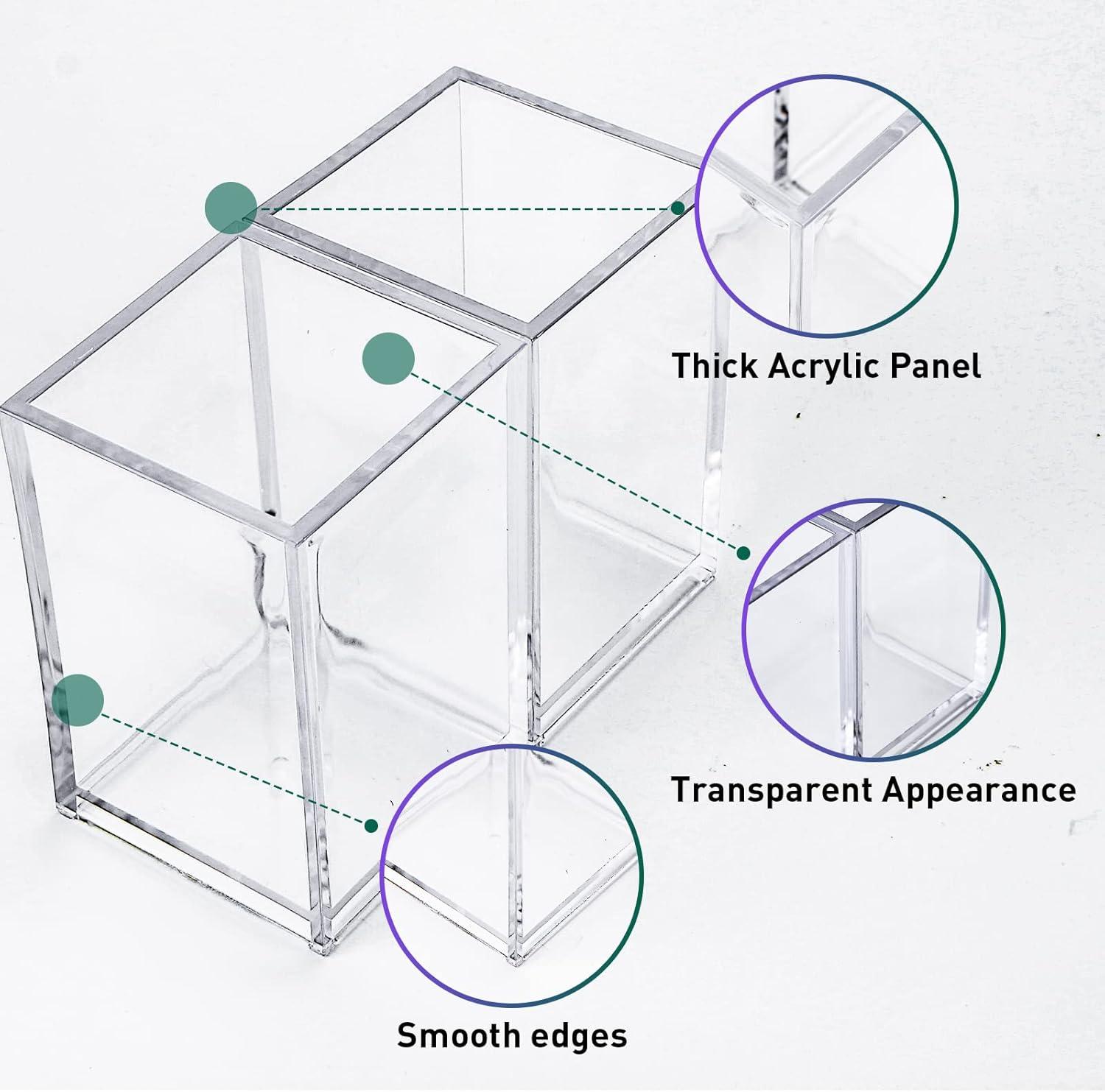 10 Pack Clear Acrylic Pen Holder Makeup Brush Holder Desktop Pencil Organizer Acrylic Pencil Cup Stationery Organizer Accessory for School Makeup Desk Office Pen Organizer