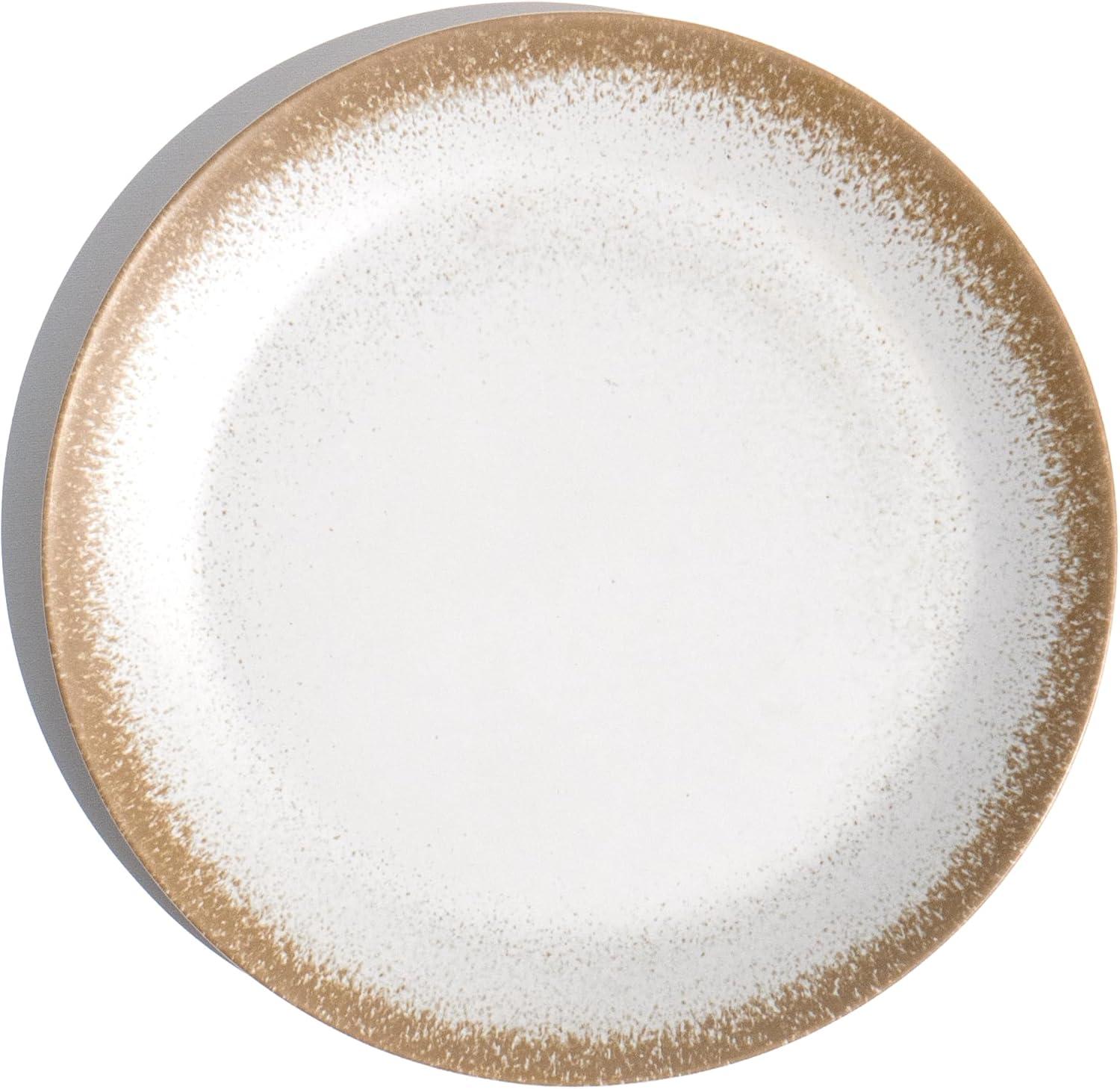 Carmel White and Beige Melamine Dinner Plates, 10.5" Set of 6