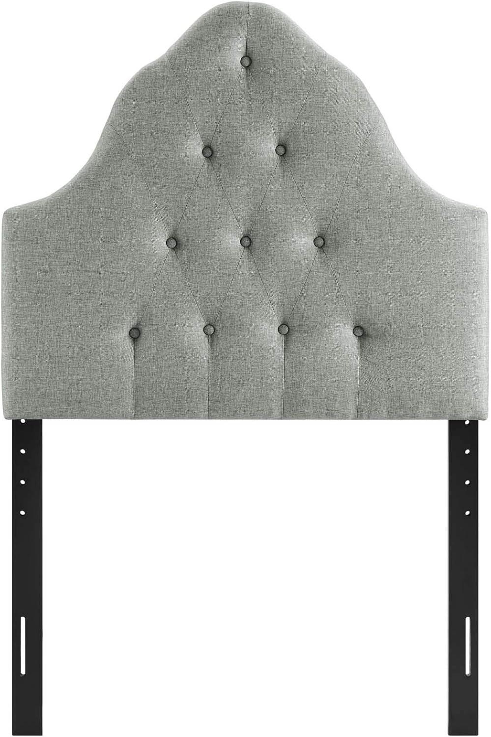 Gray Twin Upholstered Tufted Scallop Headboard