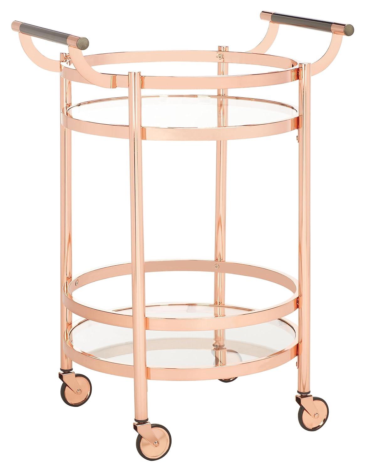 Sienna 2 Tier Round Bar Cart - BCT8001D - Rose Gold - Safavieh
