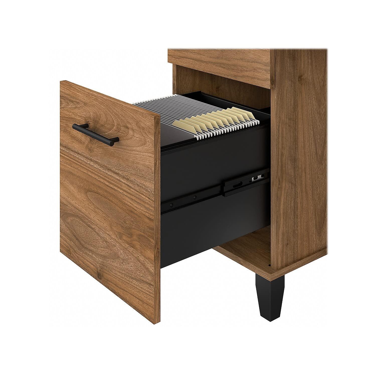 Bush Furniture Somerset 72 in Desk with Hutch with File Drawer, Open and Closed Storage in Fresh Walnut