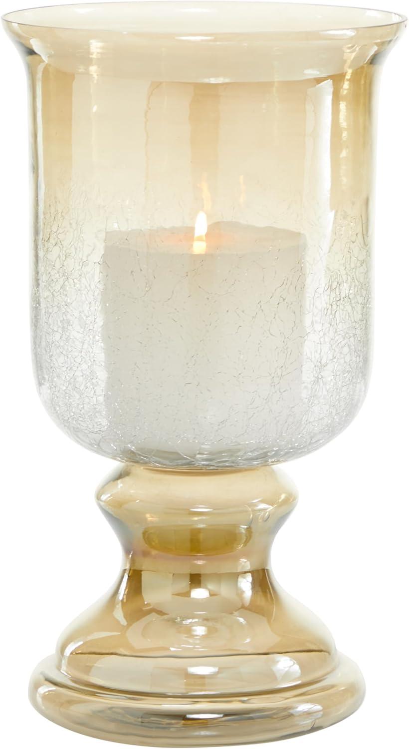 Elegant Brown Glass 8" x 14" Handcrafted Hurricane Candle Lantern