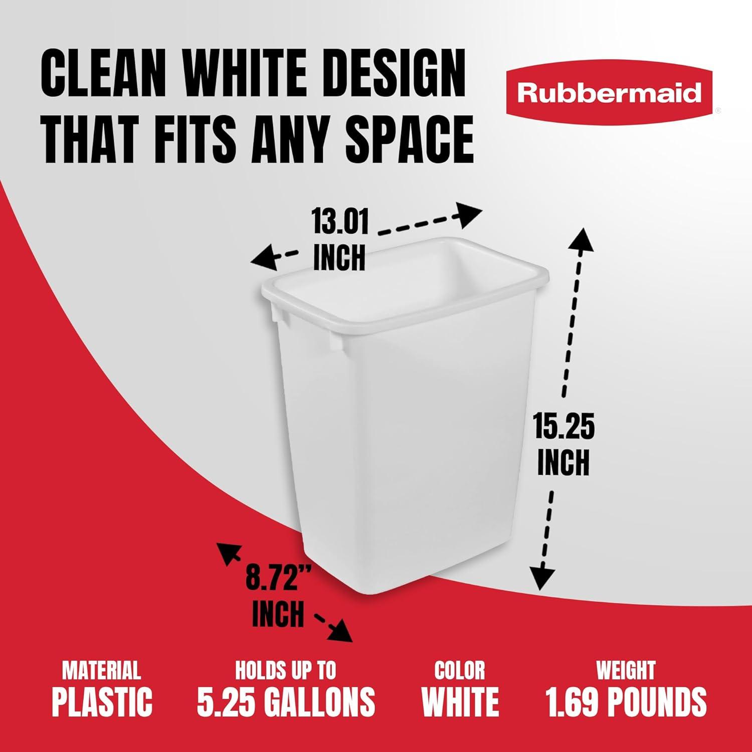 Rubbermaid 21 Quart Traditional Open-Top Wastebasket Indoor Trash Bin Container for Kitchens, Bathrooms, or Home Offices, White