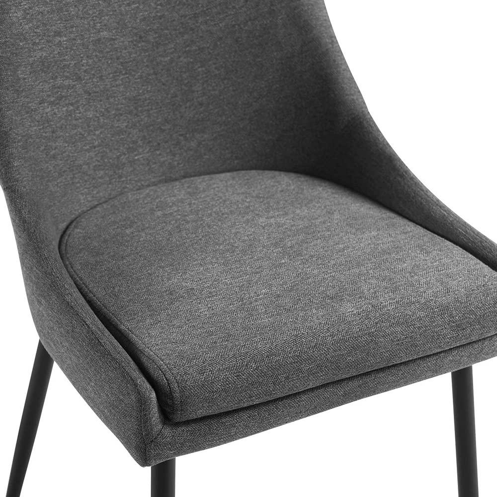 Modway Viscount Upholstered Fabric Dining Chairs - Set of 2, Black Charcoal
