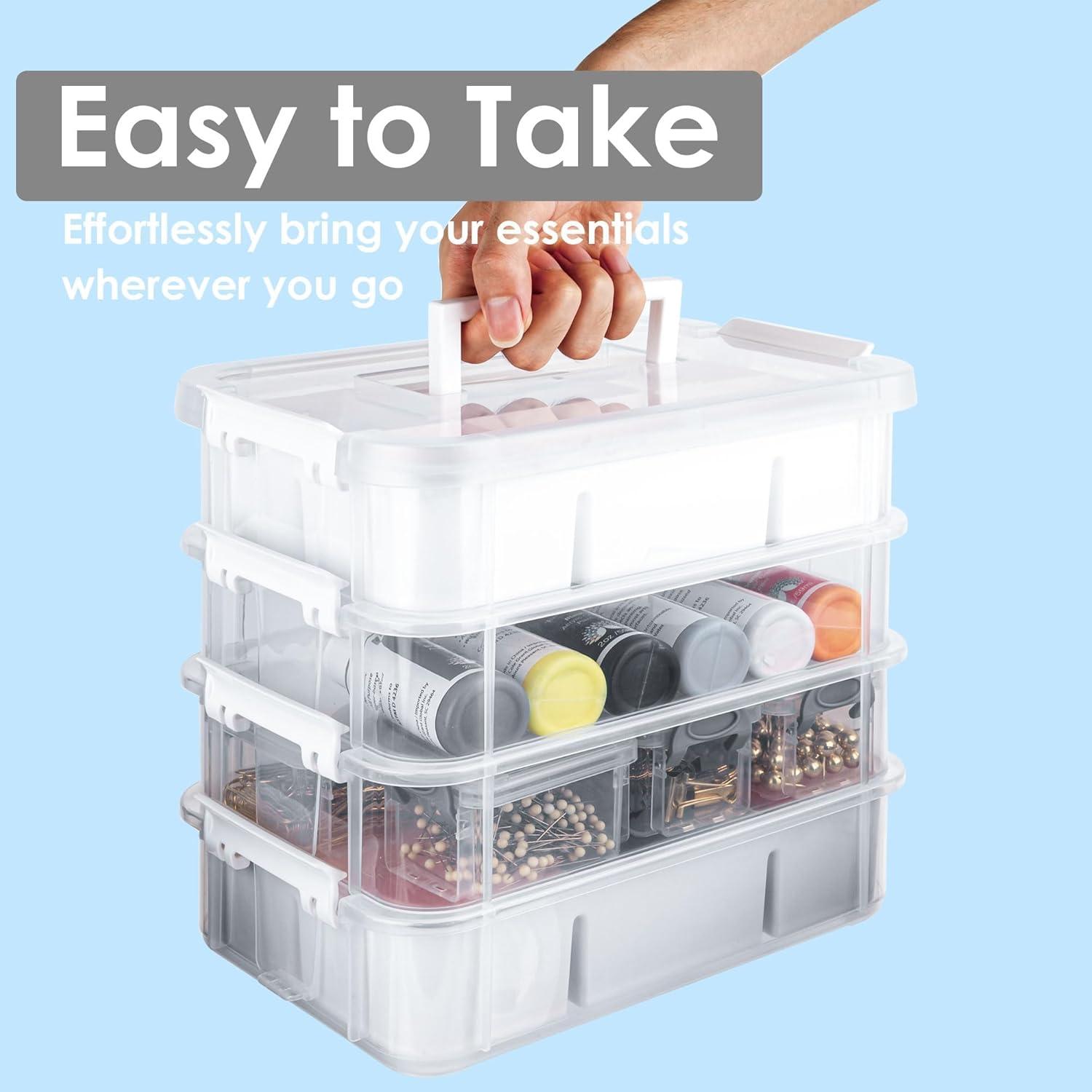 Everything Mary Clear 4-Tier Plastic Craft and Hobby Stackable Snap Box