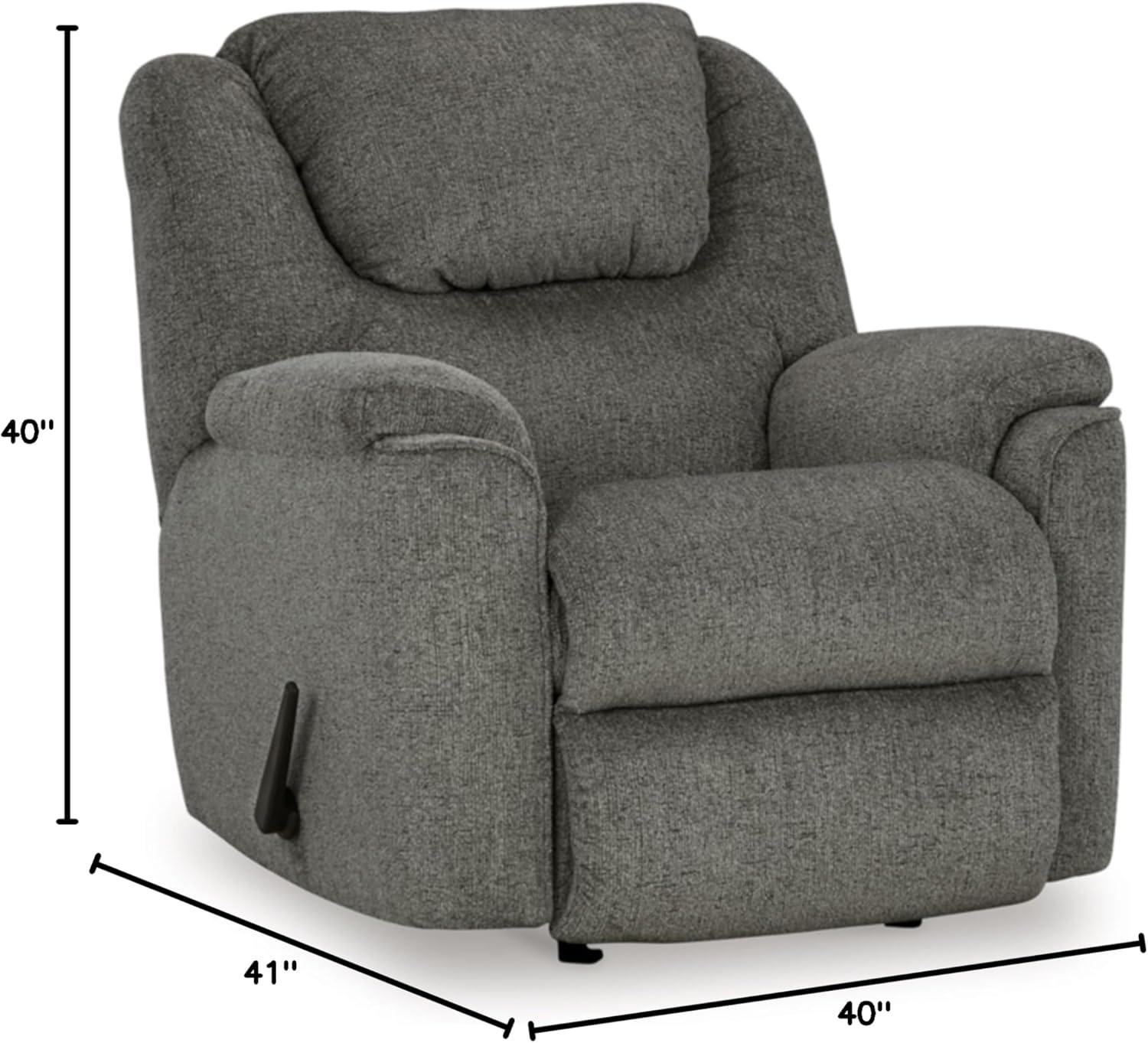 Gray Contemporary Metal Frame Recliner with Pillow Top Arms