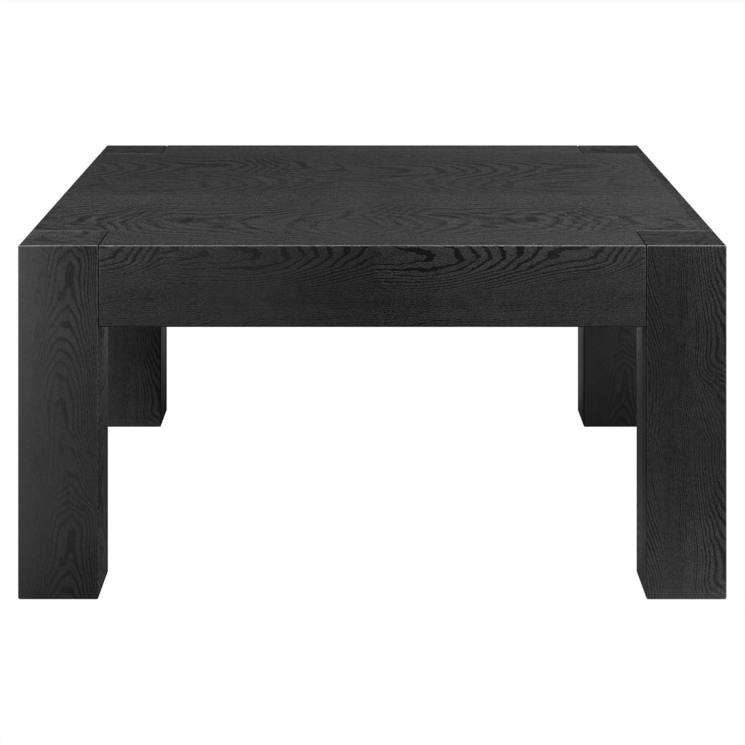 Evelyn&Zoe Langston 34" Wide Square Coffee Table, Black Grain