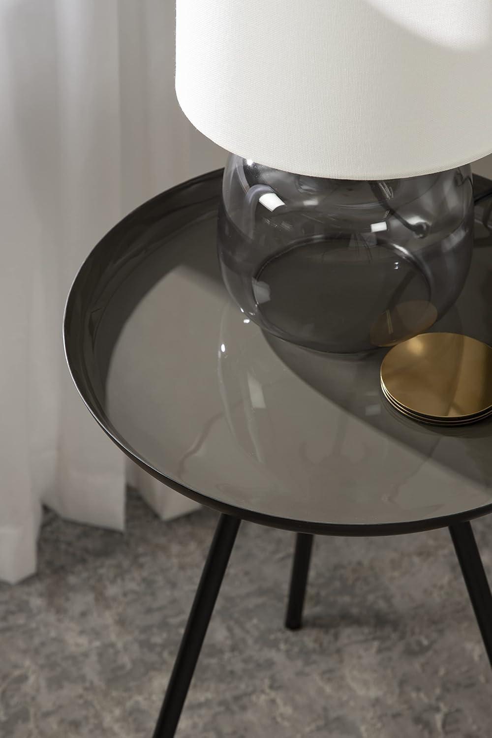 Kate and Laurel Laranya Round Metal Side Table, 15x15x22.5, Brown and Black