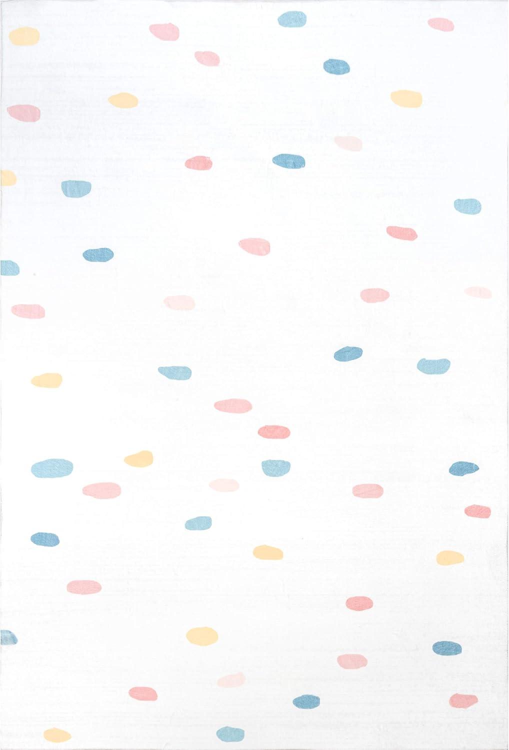 Playful Pastel Polka Dot 5' x 8' Synthetic Area Rug for Kids