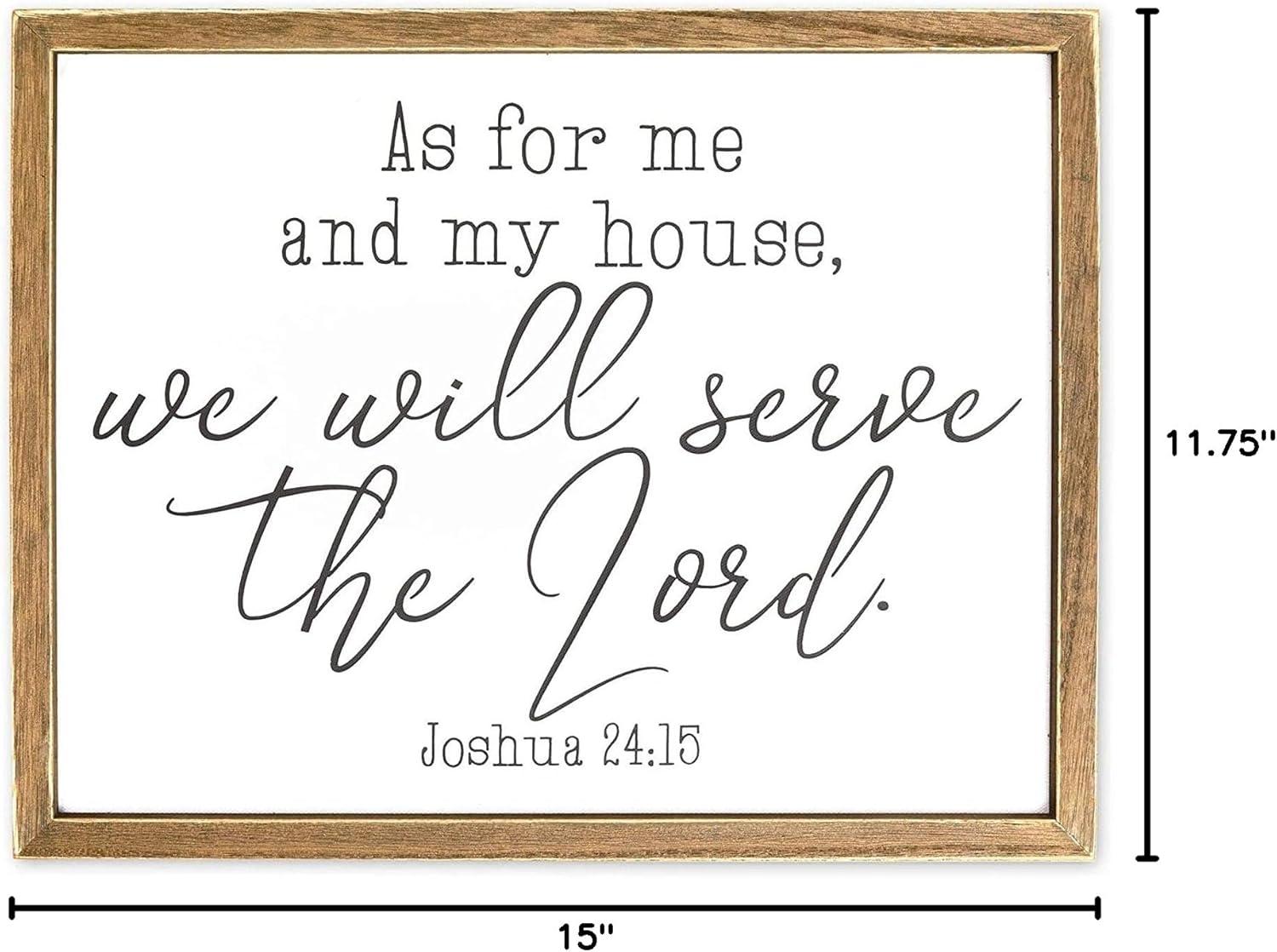 Home Decor Saying, Joshua 24:15 Framed Religious Wall Art (11.75 x 15 In)