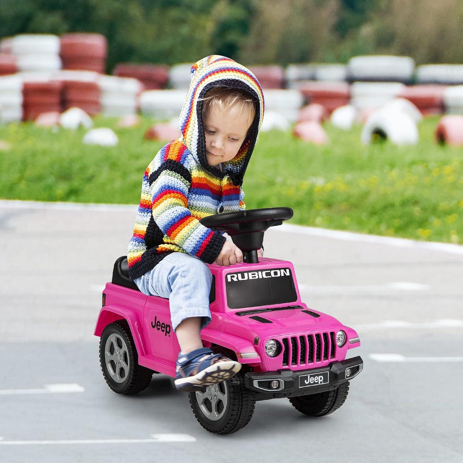 Pink Licensed Jeep Ride-On Push Car with Engine Sound