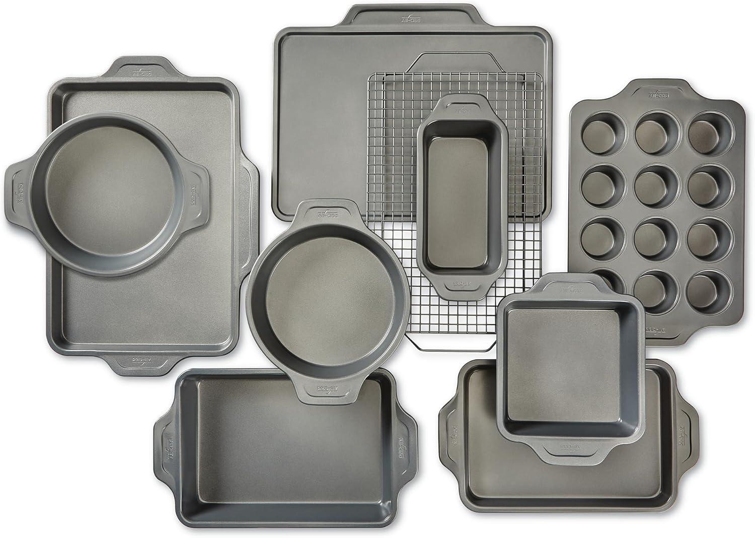 10-Piece Silver Nonstick Steel Bakeware Set