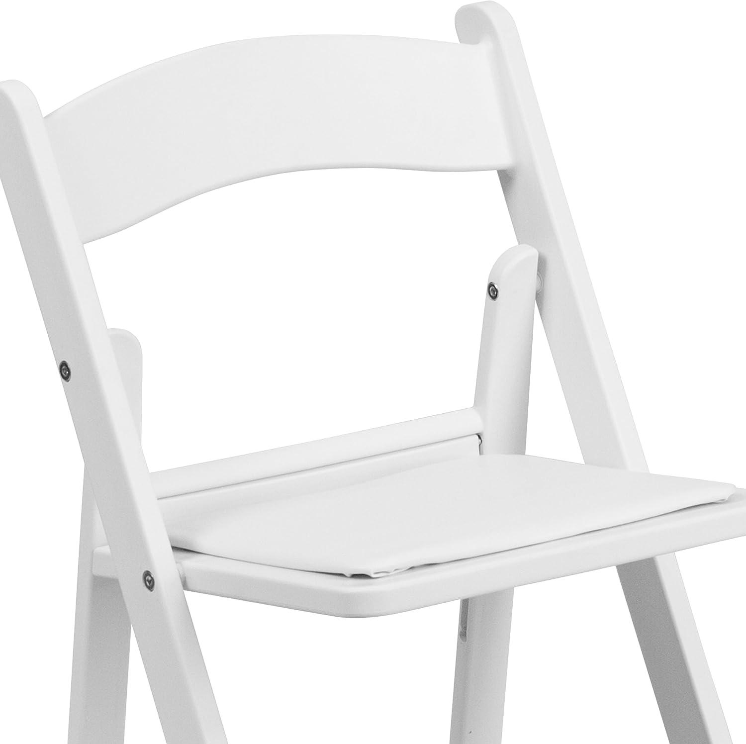 Kids White Resin Folding Chair with Vinyl Padded Seat