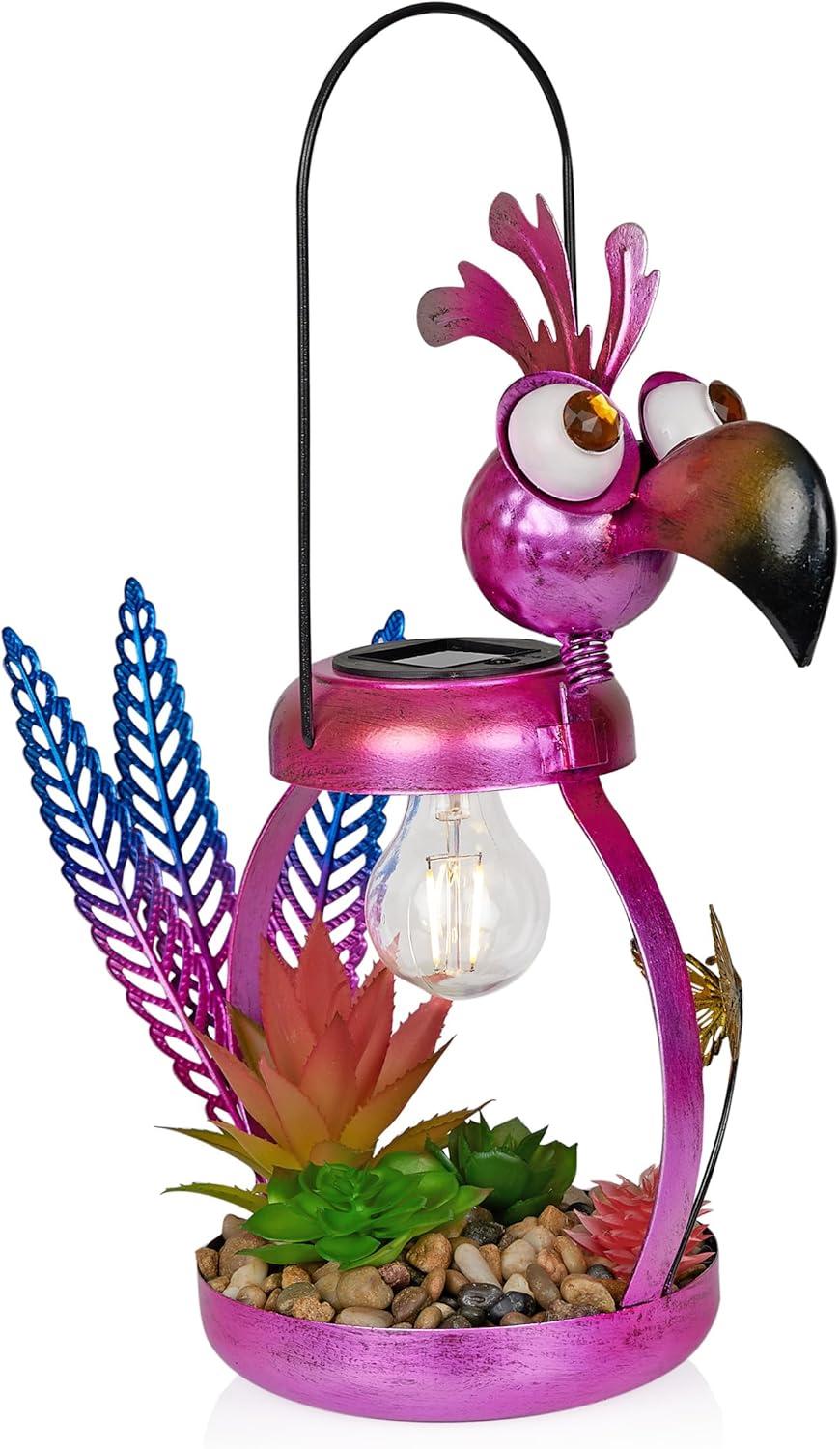 LAZ328HH Quirky Metal Rainbow Bird Decor, Animal Statue for Patio, Lawn & Garden, 21" H, Multicolor