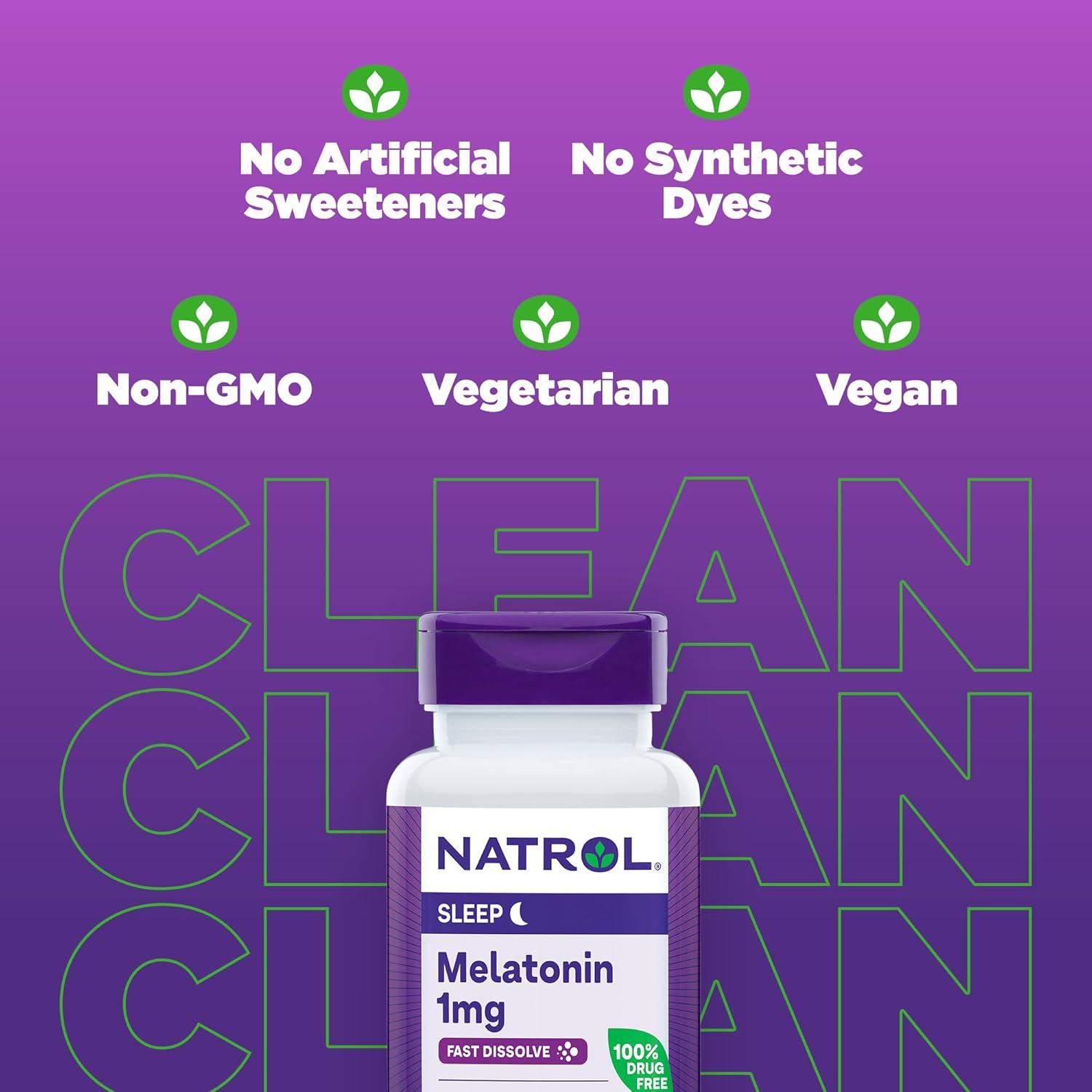 Natrol Fast Dissolve Melatonin 1 mg, Melatonin Supplements for Restful Sleep, Sleep Support for Adults, 90 Strawberry-Flavored Tablets, Up to a 90 Day Supply