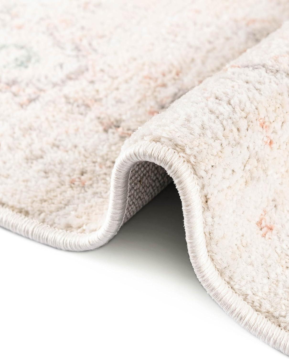 Rugs.com Madeline Vintage Collection Rug – 4 Ft Runner Ivory Low-Pile Rug Perfect for Hallways, Entryways