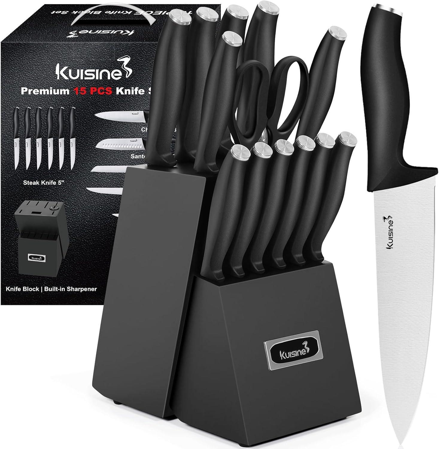 kuisine Kuisine 15 Piece Stainless Steel Knife Block Set