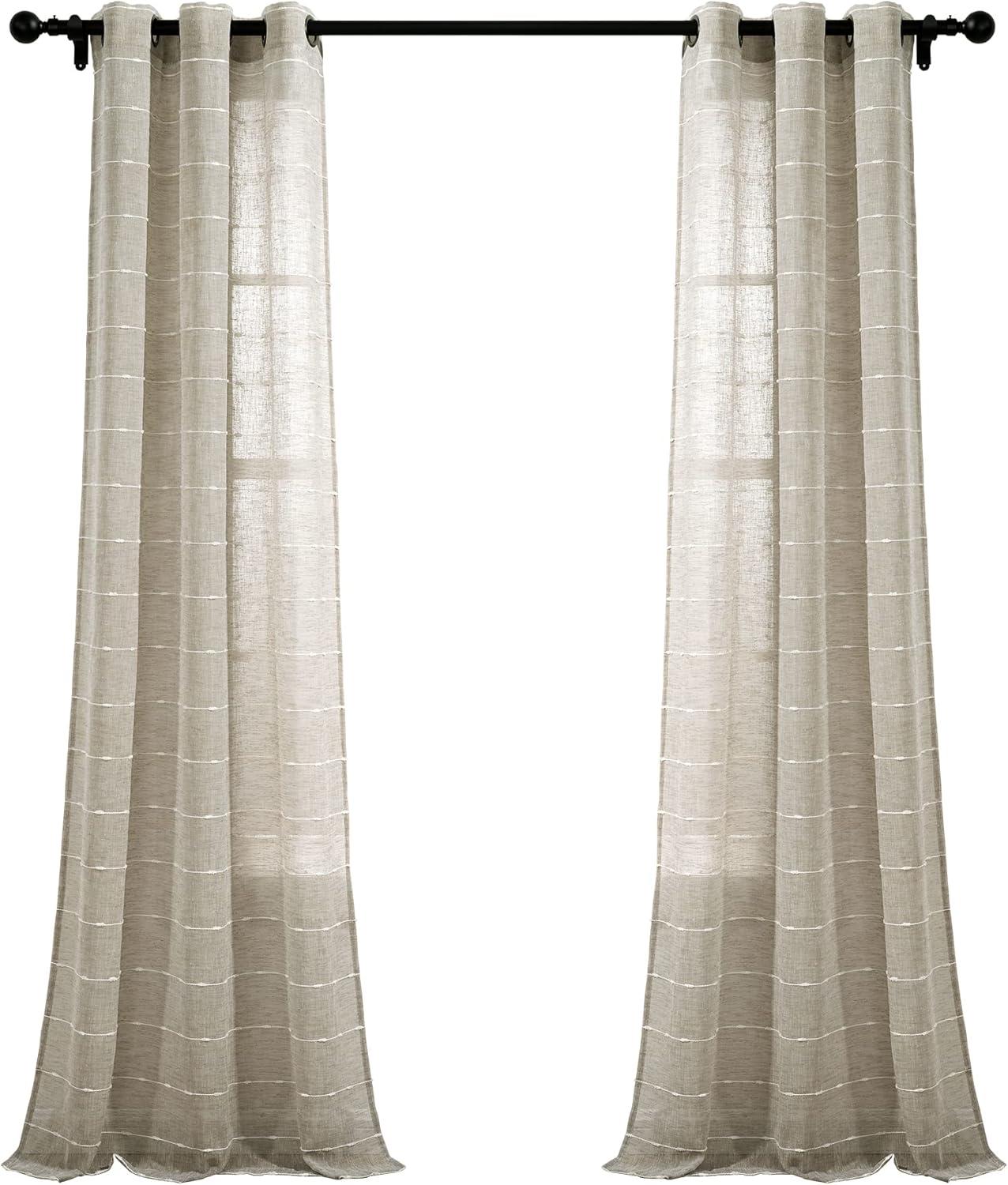 Farmhouse Textured Sheer Polyester Sheer Curtain Pair