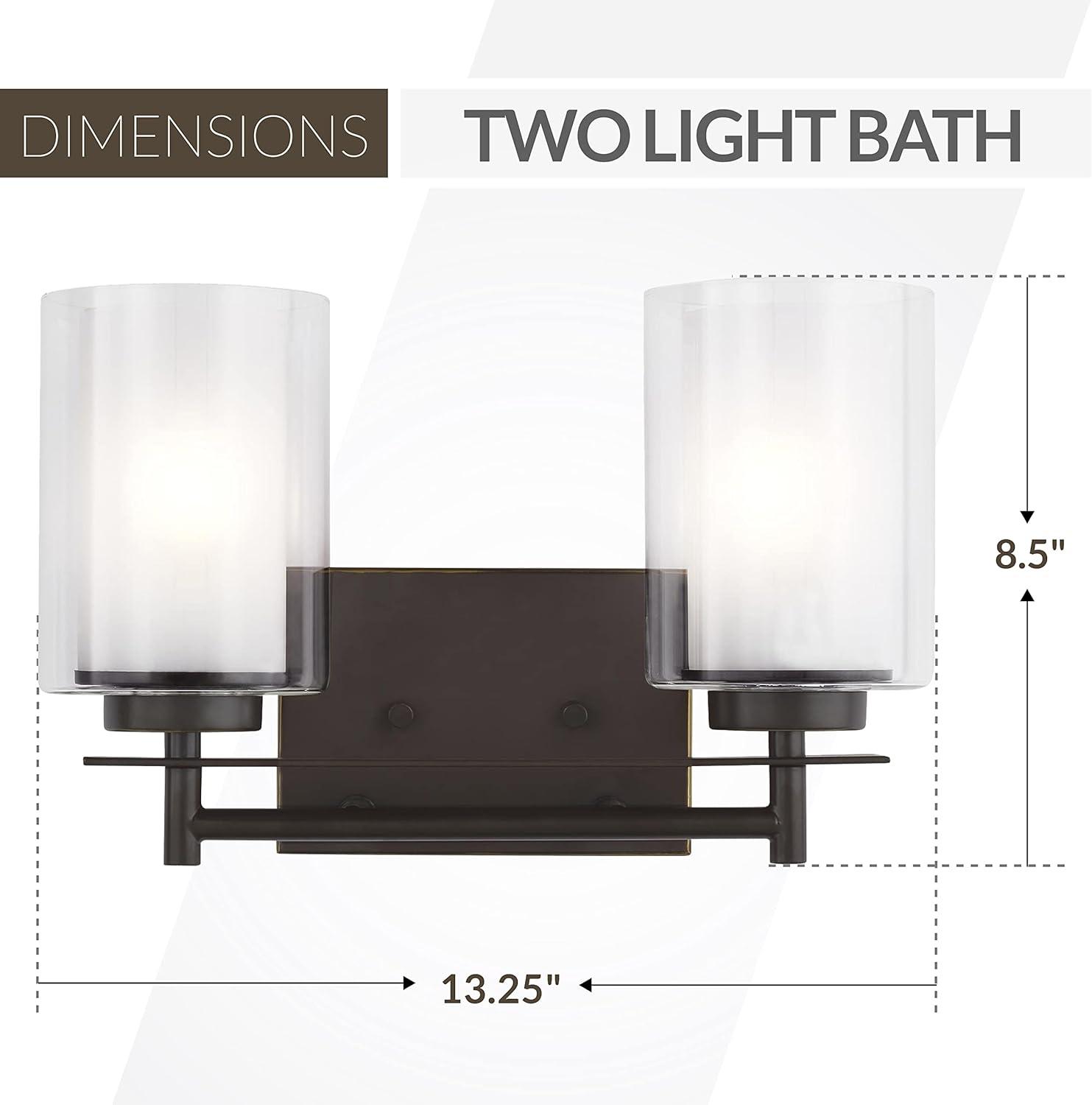 Generation Lighting 4437302-710 Elmwood Park Two - Light Wall/Bath Vanity Style Fixture, Bronze