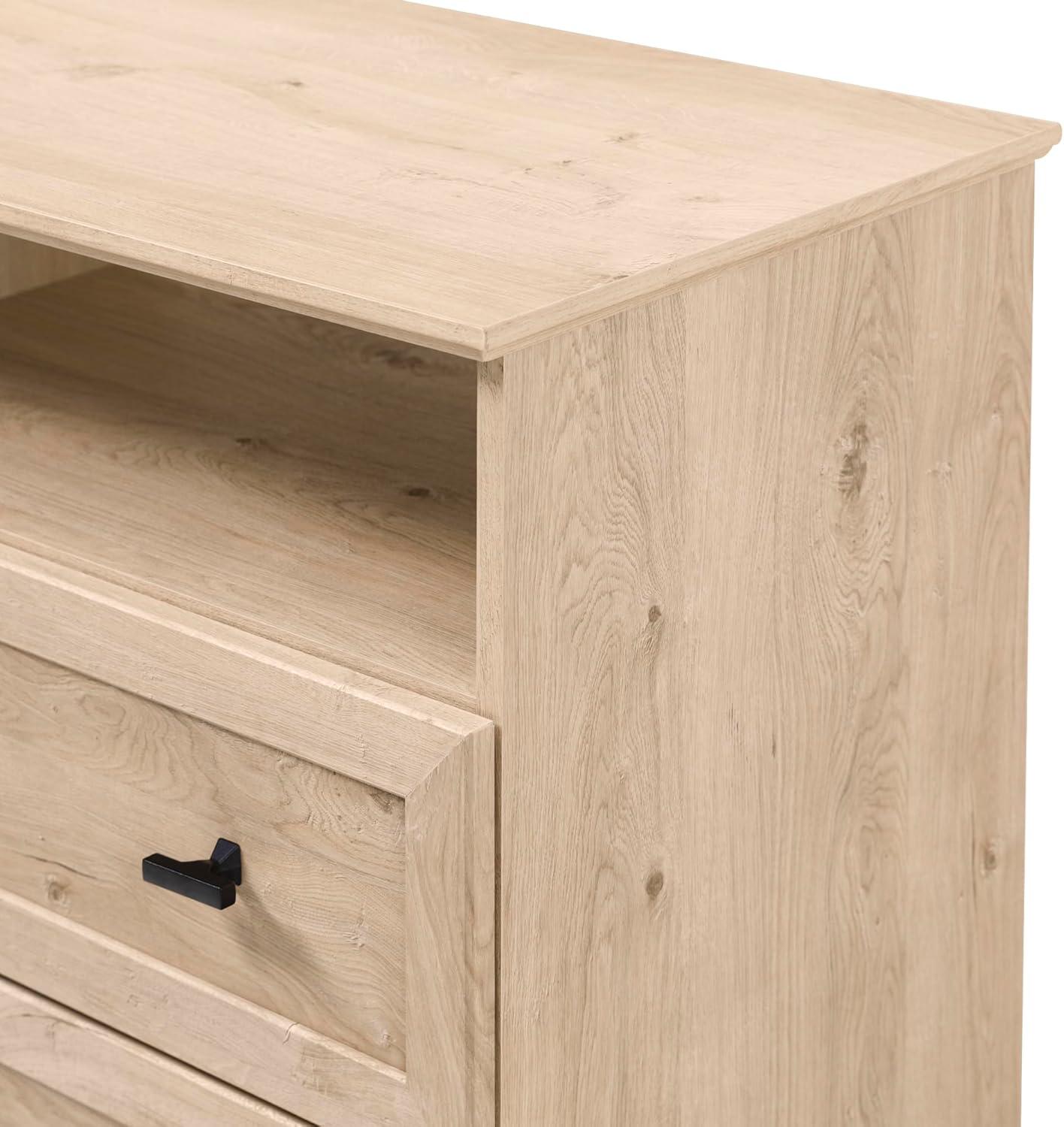 Elegant White Oak 2-Drawer Nightstand with Smooth Metal Glides