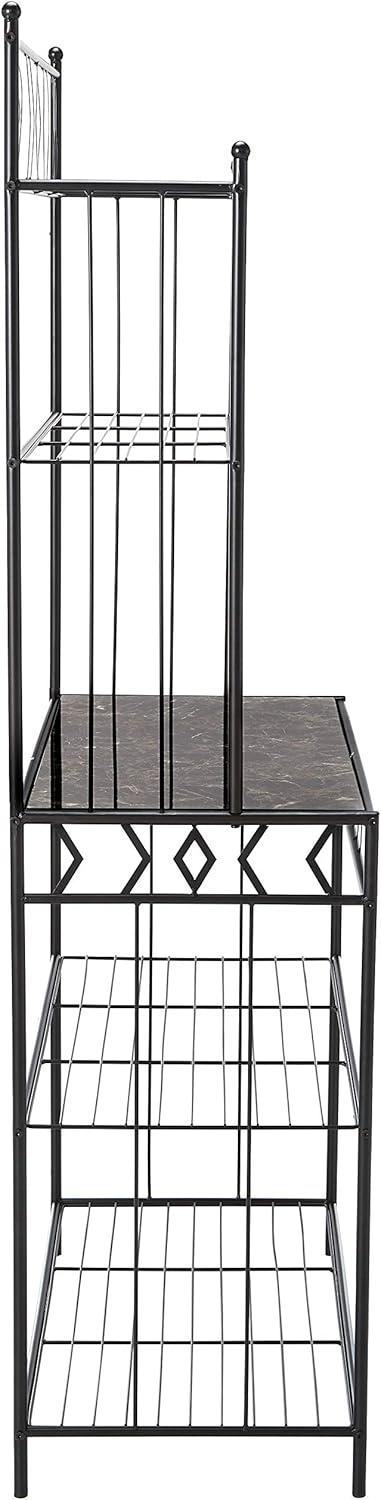 k&b furniture black metal storage bakers rack