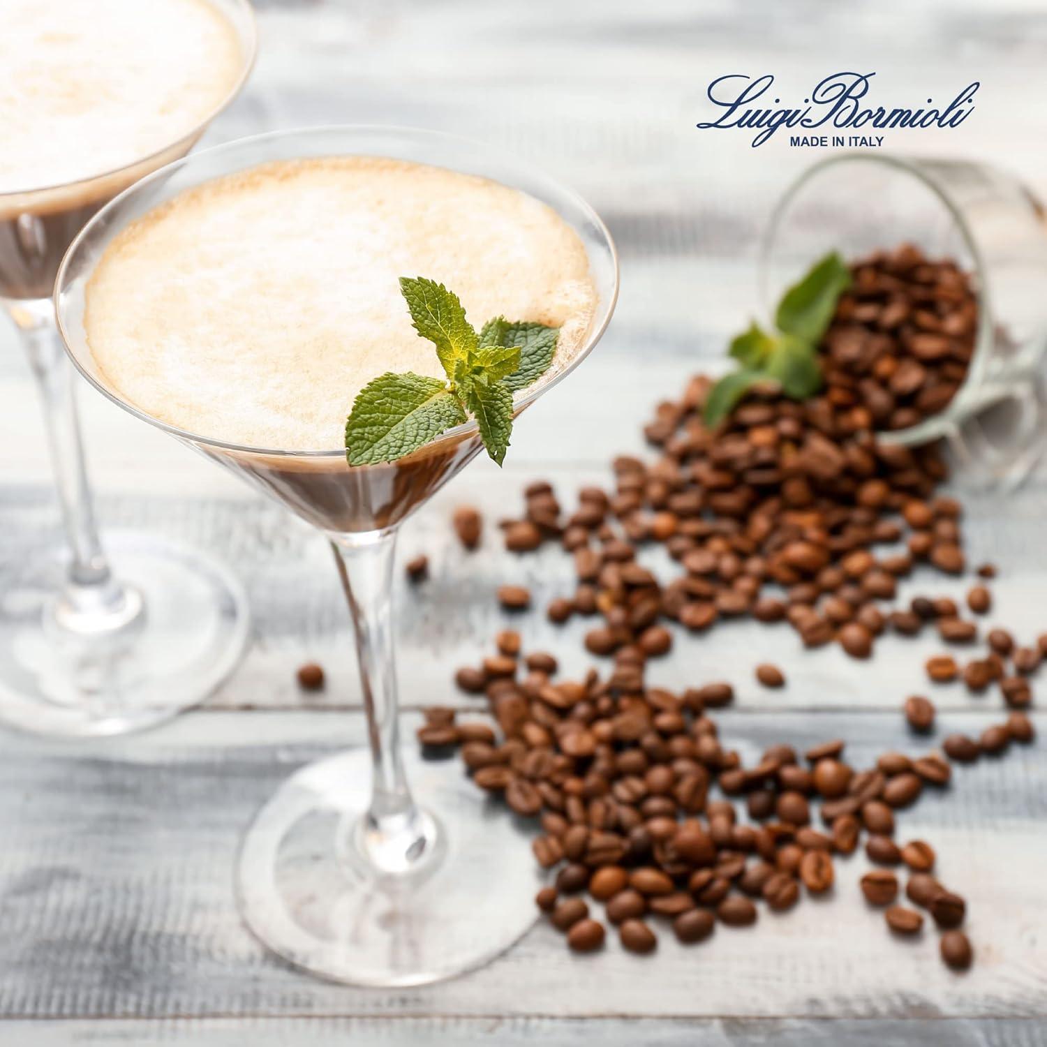 Luigi Bormioli Crescendo Martini Glasses, Set of 4 - 10 oz Lead-Free Crystal Glass with Titanium Reinforced Stems & Laser Cut Rim