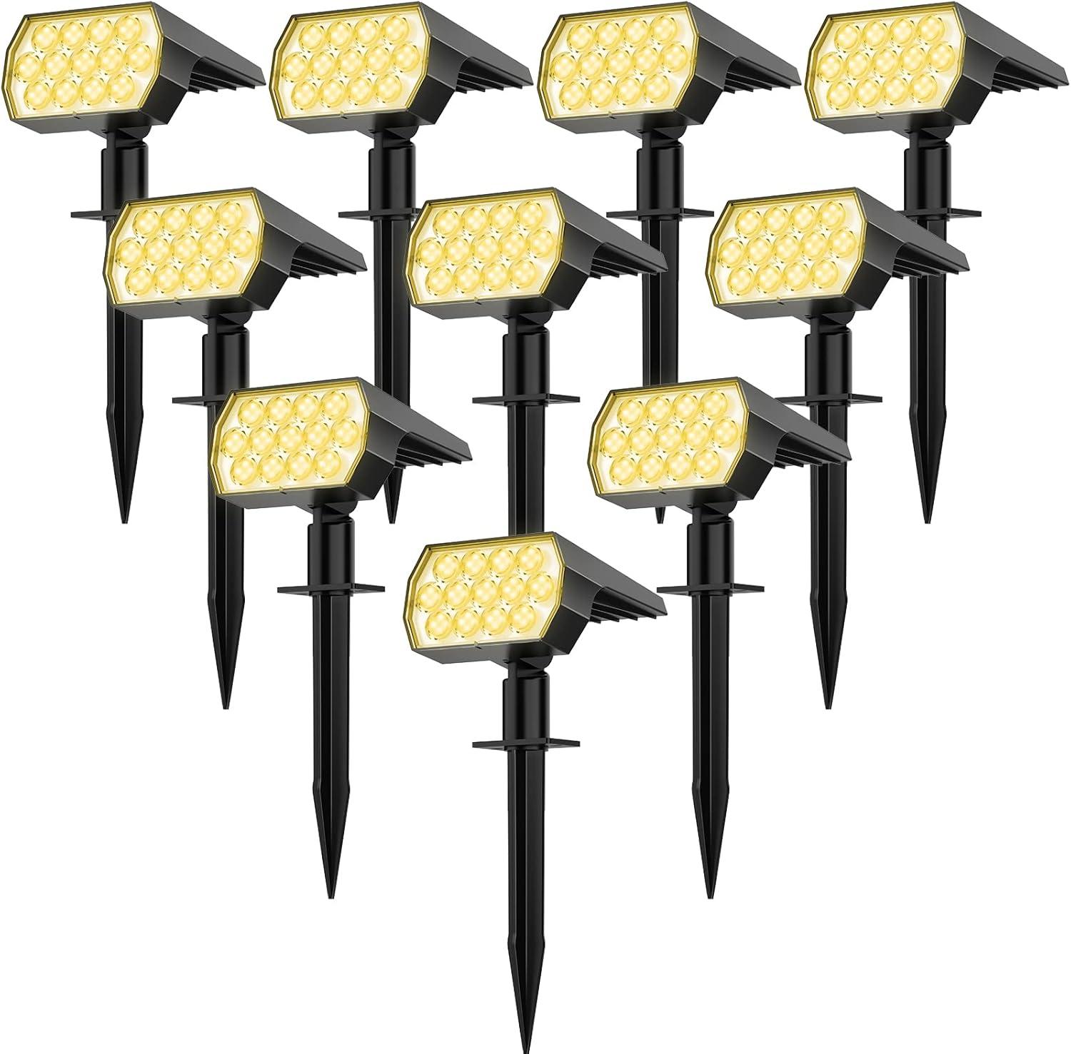 WELALO 10-Pack Warm White Solar LED Security Spotlights